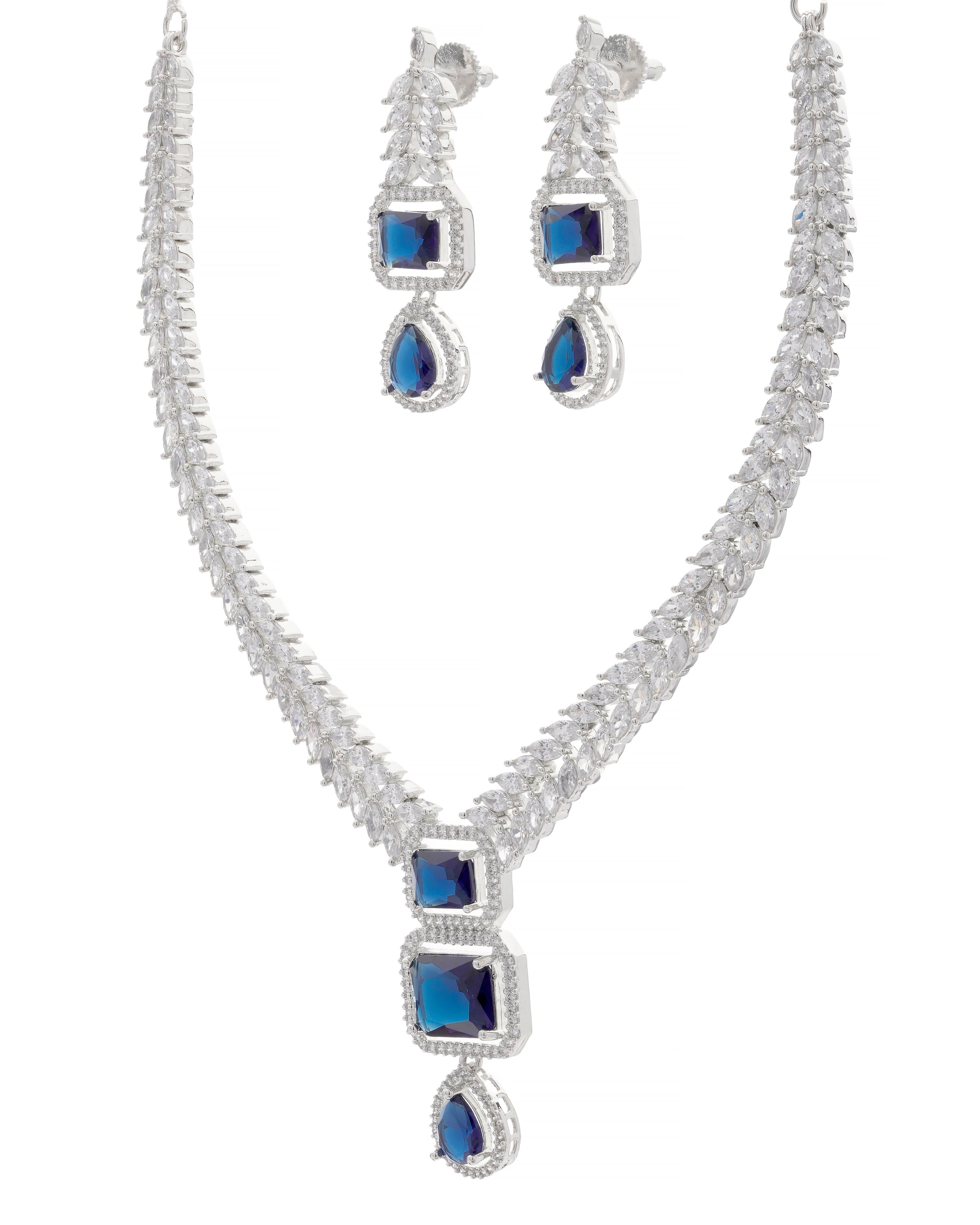 Mataari Necklaces Blush Marquise Drop CZ Necklace & Earring | CZ | Indian Jewelry | Mataari