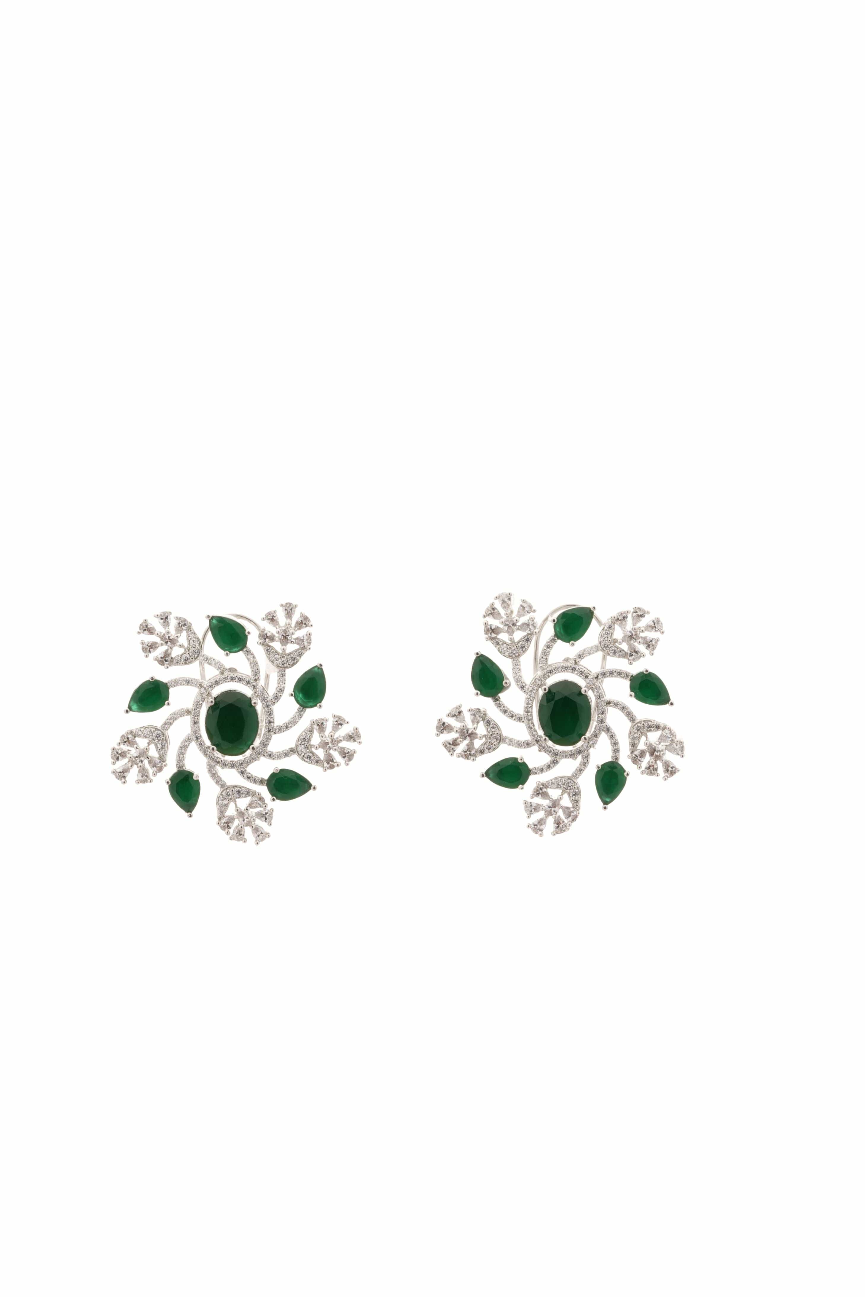 Mataari Necklaces Emerald Bloom Designer Choker set | CZ | Indian Jewelry | Mataari