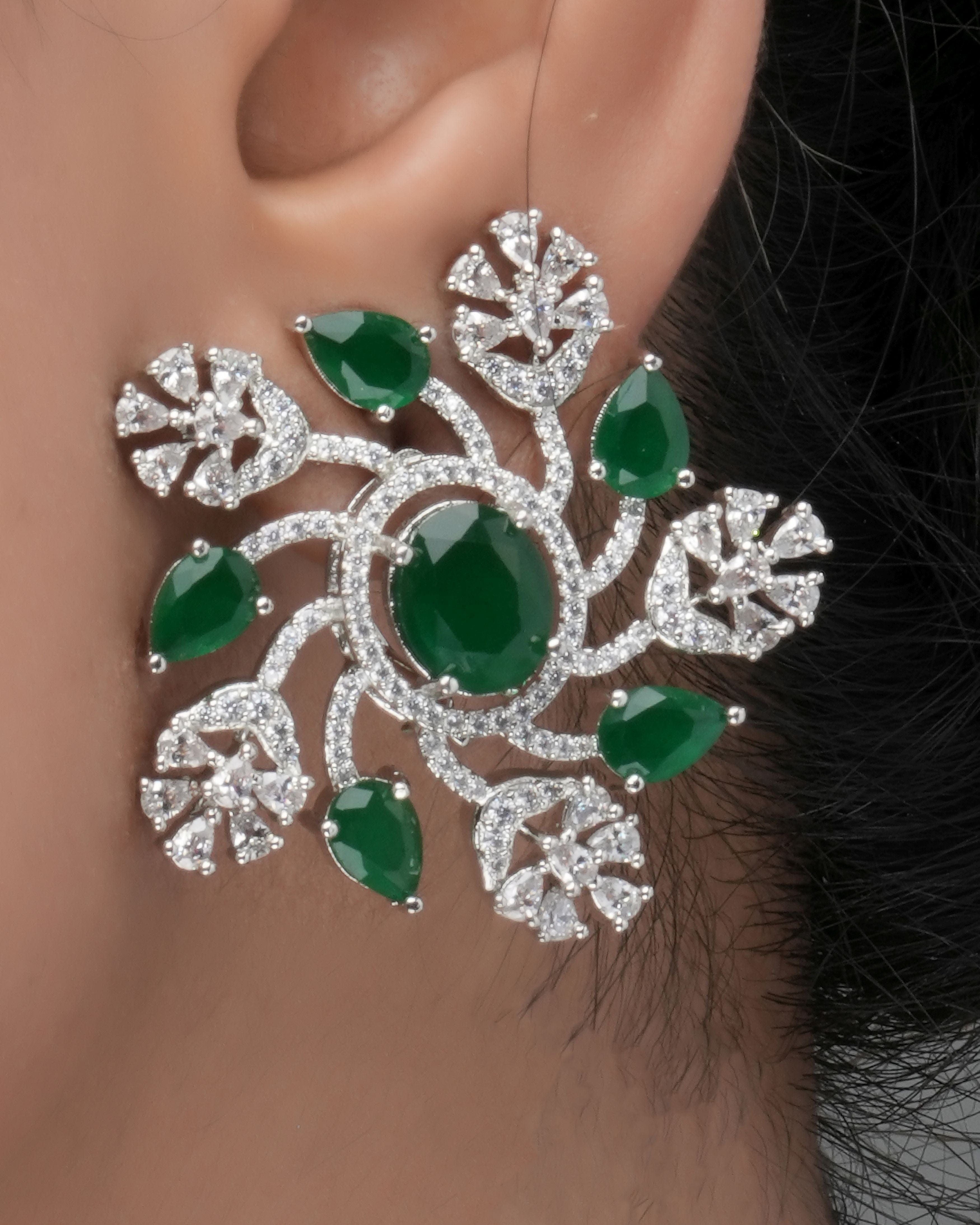 Mataari Necklaces Emerald Bloom Designer Choker set | CZ | Indian Jewelry | Mataari