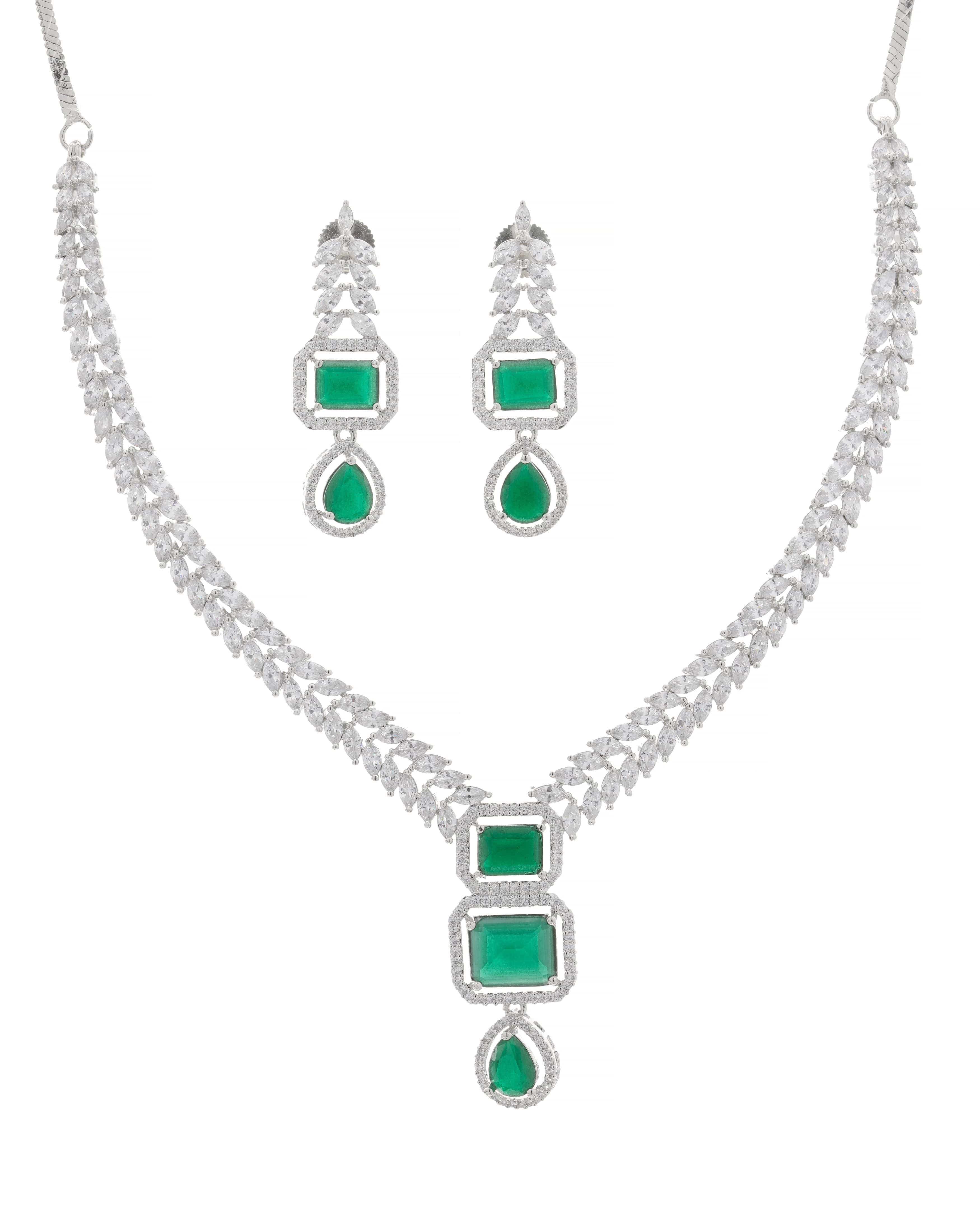 Mataari Necklaces Blush Marquise Drop CZ Necklace & Earring | CZ | Indian Jewelry | Mataari