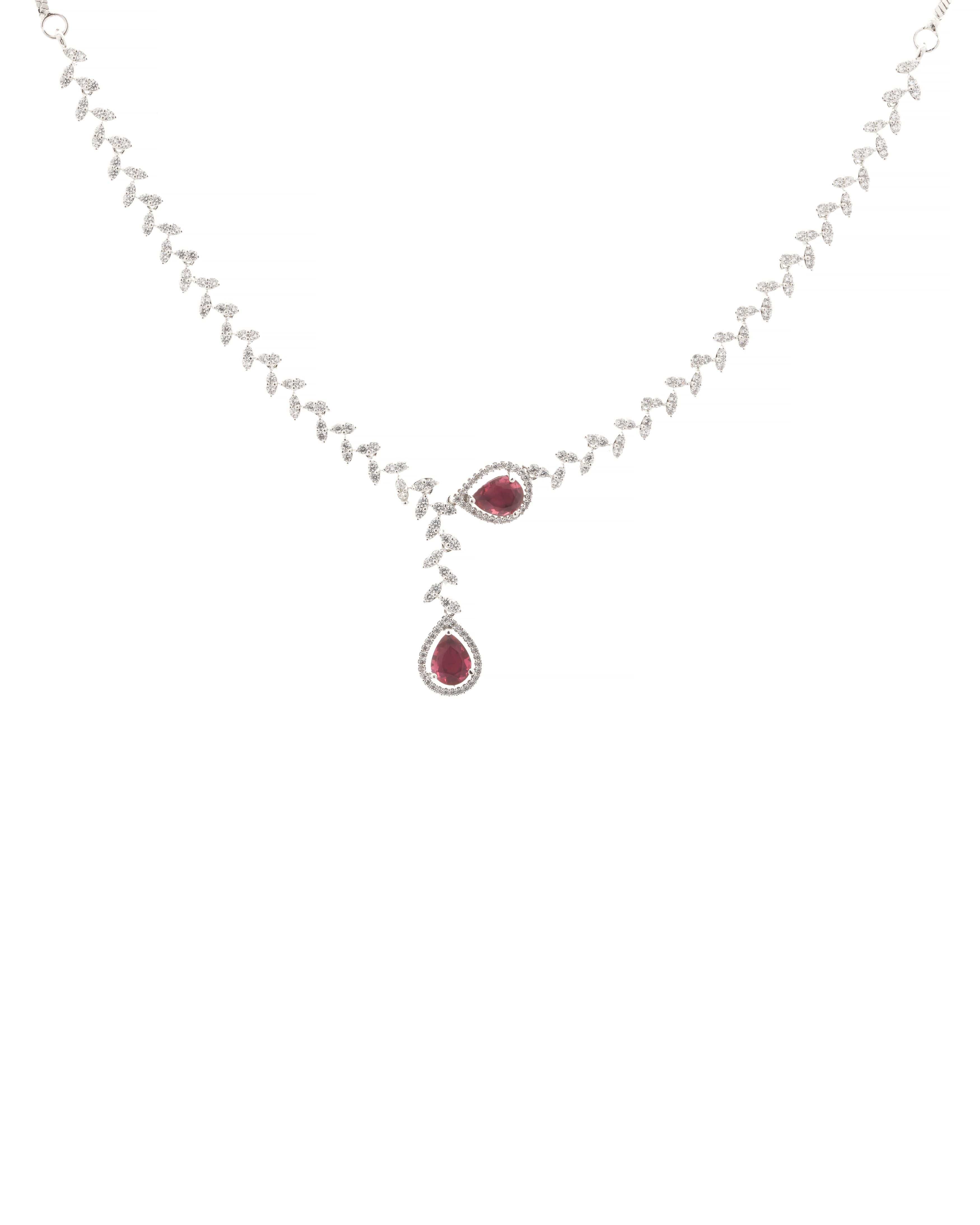 Mataari Necklaces Emerald Teardrop Shine Necklace & Earrings Set | Swarovski | Indian Jewelry | Mataari