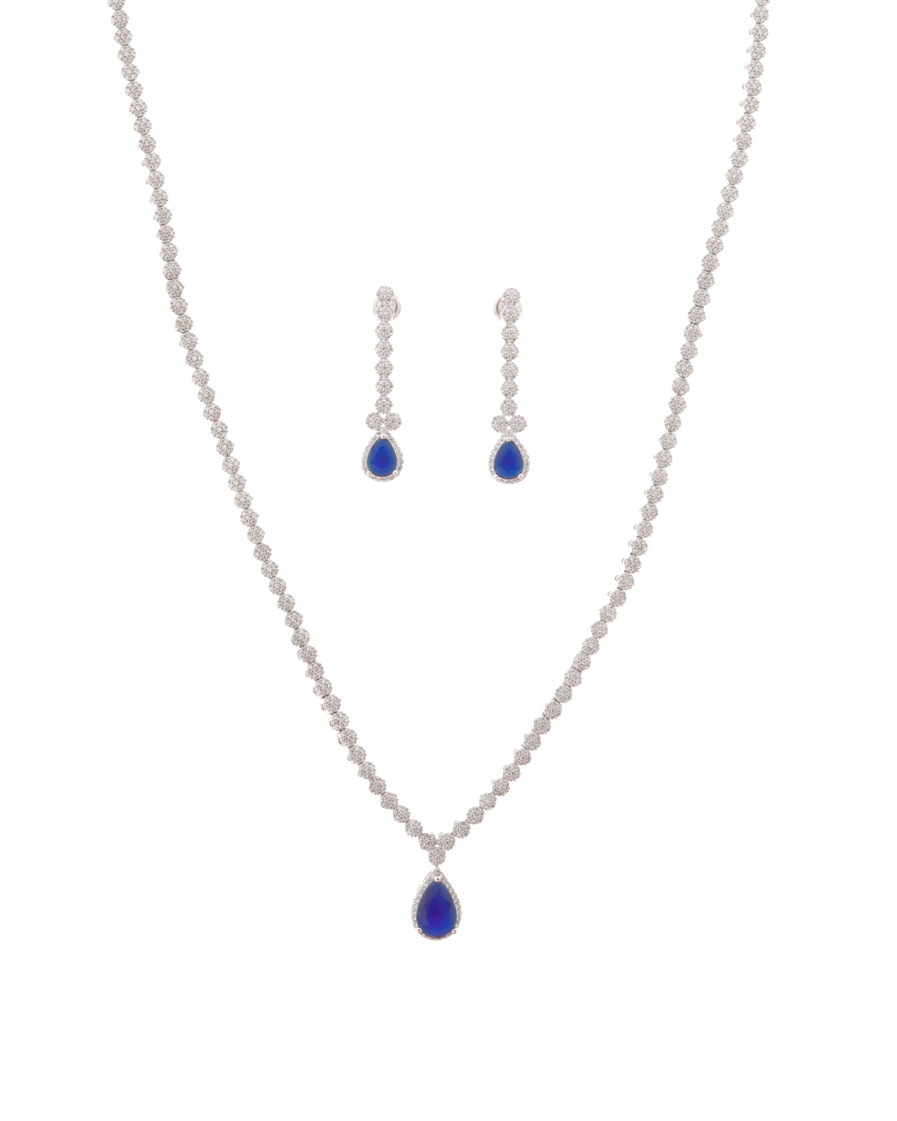 Mataari Necklaces Eternal Bloom Necklace & Earrings | Rhodium | Indian Jewelry | Mataari