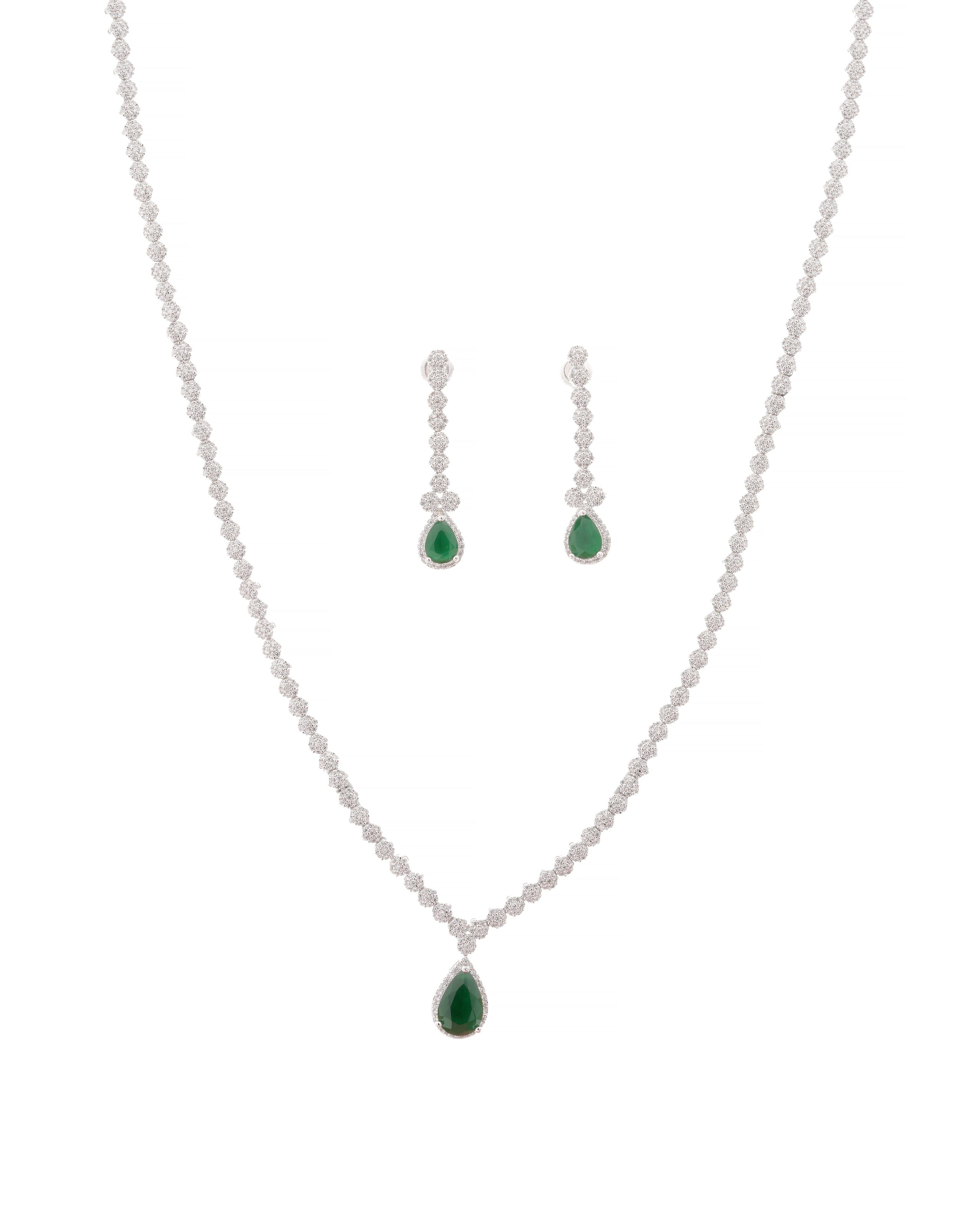 Mataari Necklaces Eternal Bloom Necklace & Earrings | Rhodium | Indian Jewelry | Mataari