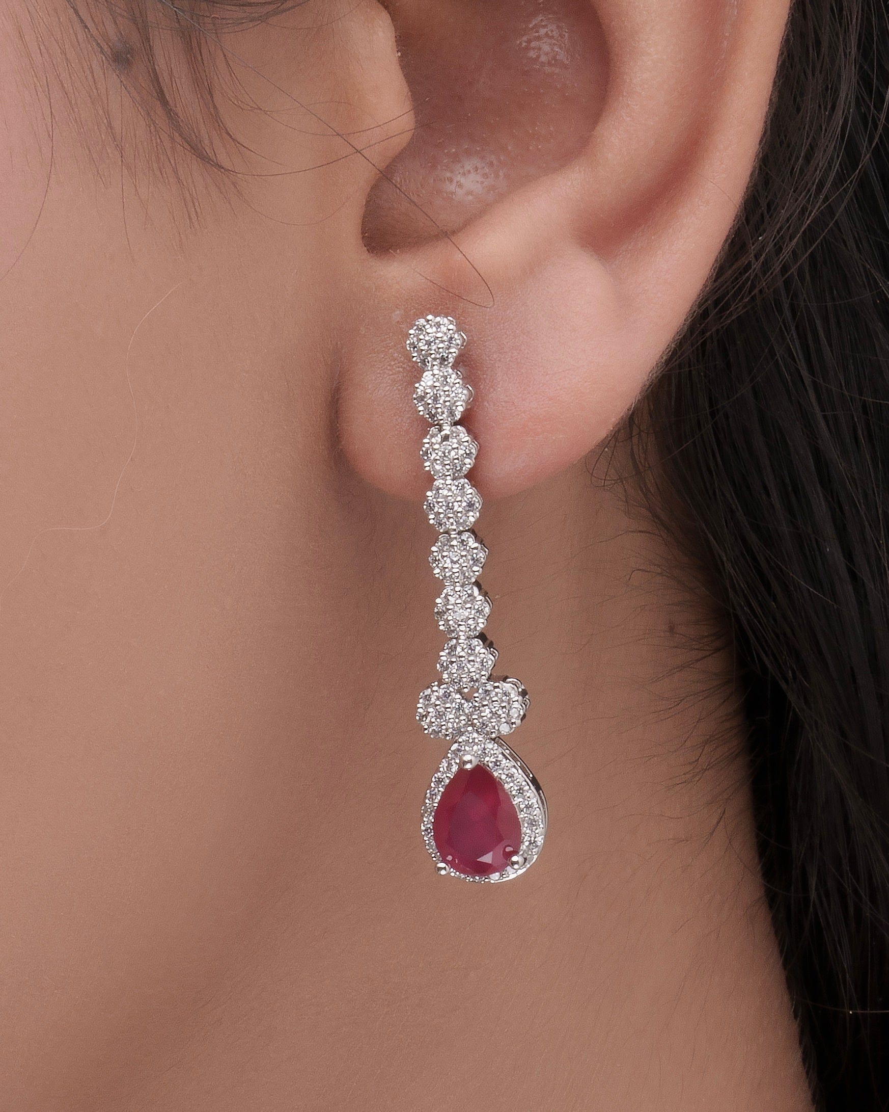 Mataari Necklaces Eternal Bloom Necklace & Earrings | Rhodium | Indian Jewelry | Mataari
