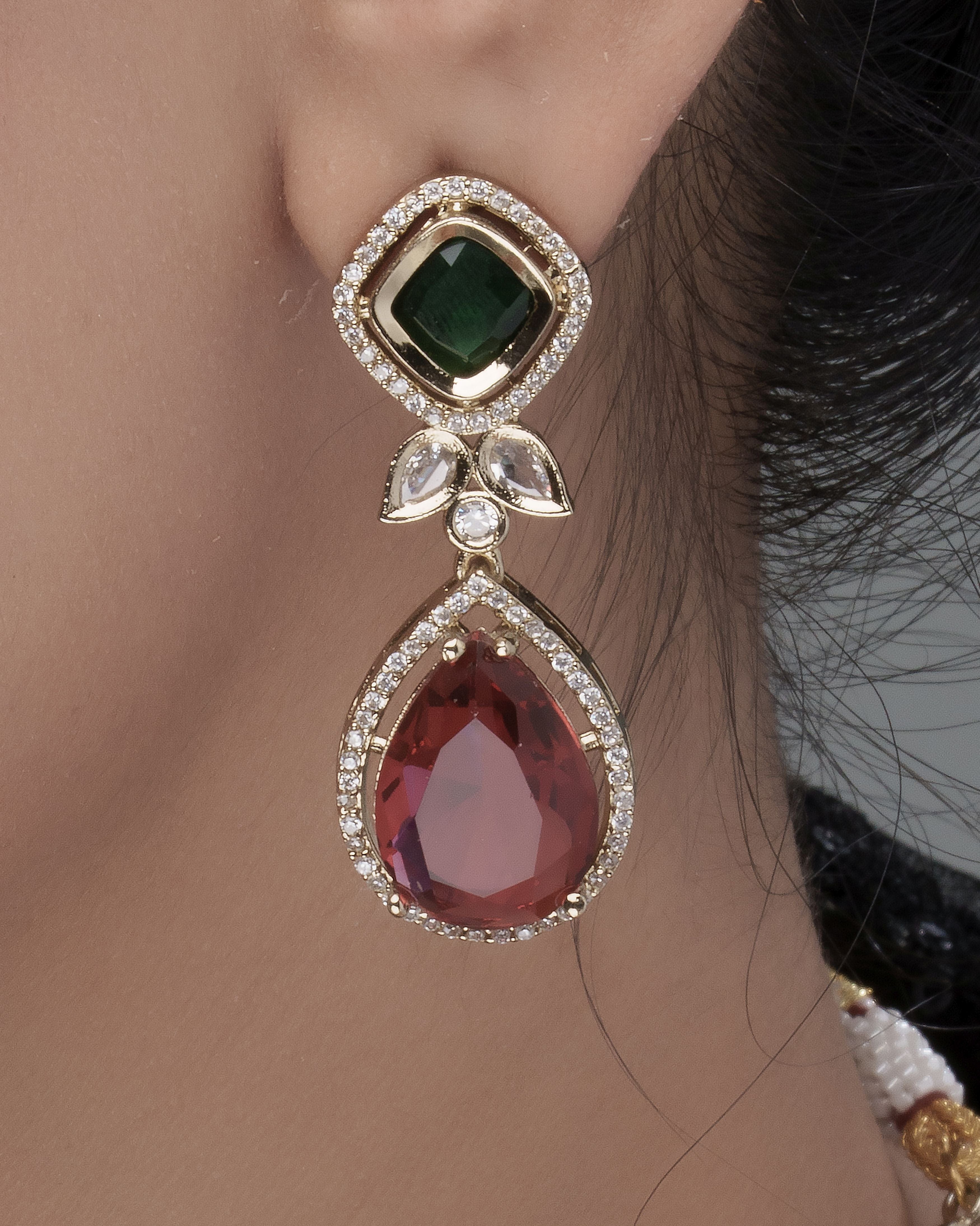 Mataari Necklaces Gemstone Glow Multicolor Necklace & Earrings Set | CZ | Indian Jewelry | Mataari