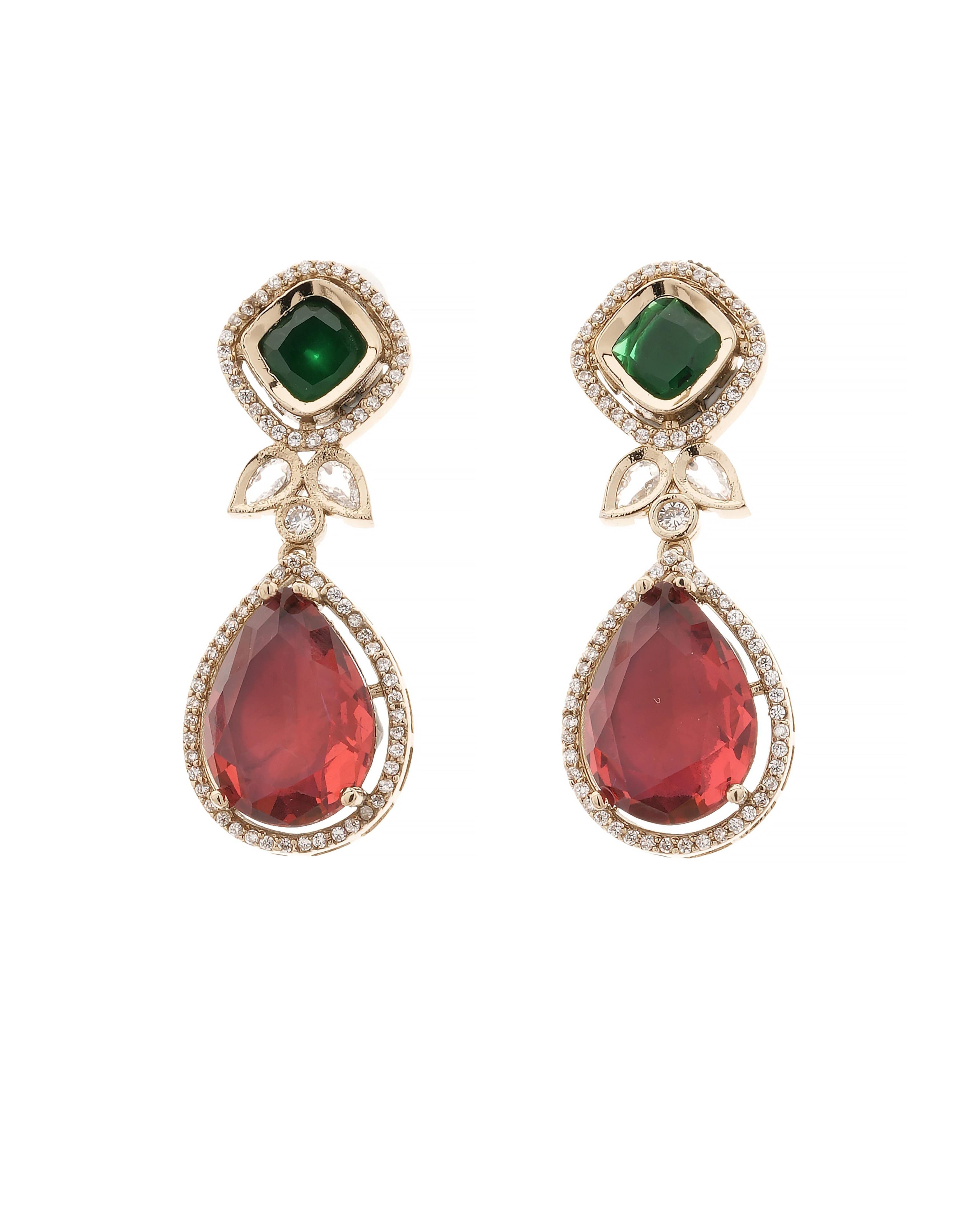 Mataari Necklaces Gemstone Glow Multicolor Necklace & Earrings Set | CZ | Indian Jewelry | Mataari