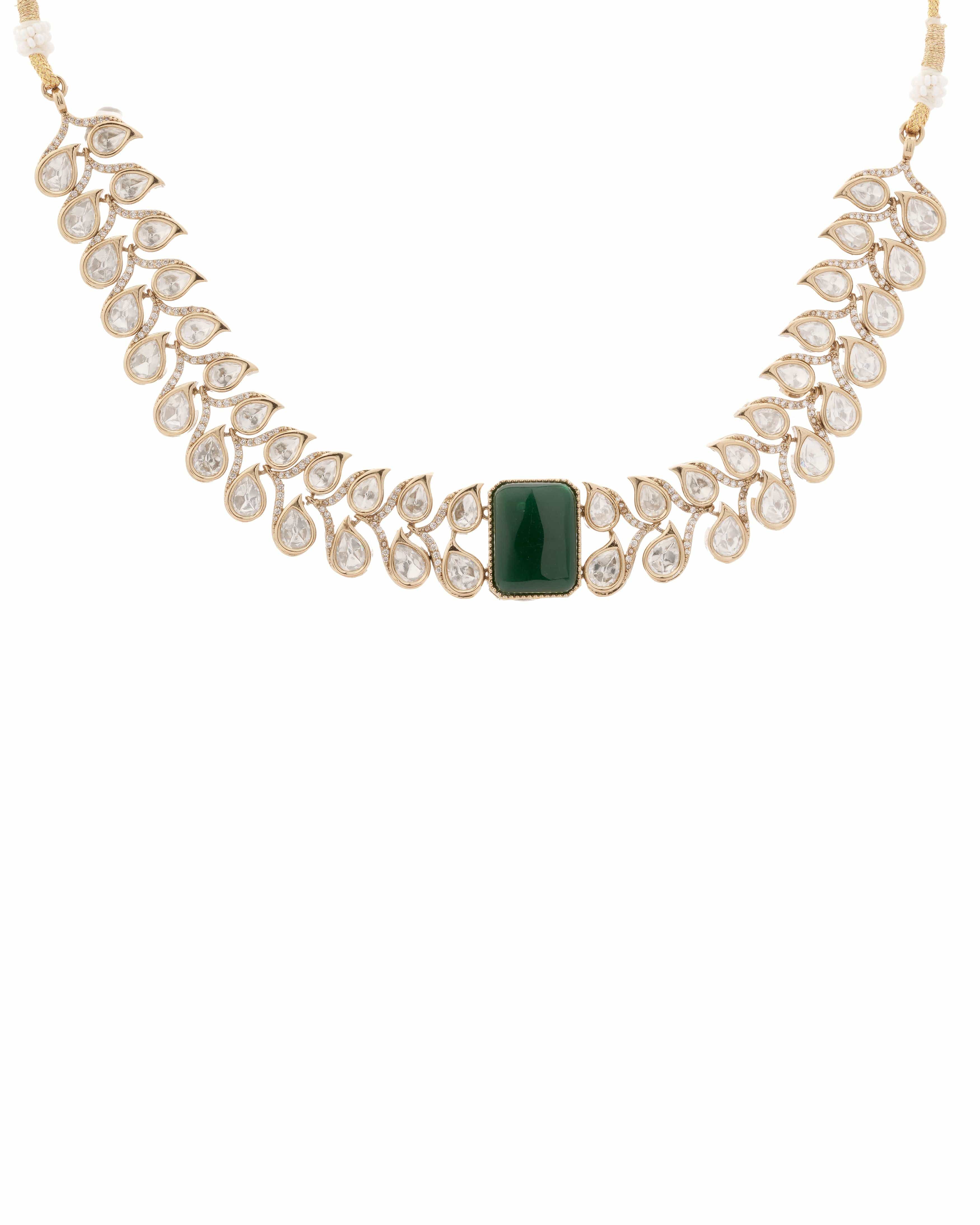 Mataari Necklaces Ivory Radiance CZ Kundan Choker & Earring | Gold Tone | Indian Jewelry | Mataari