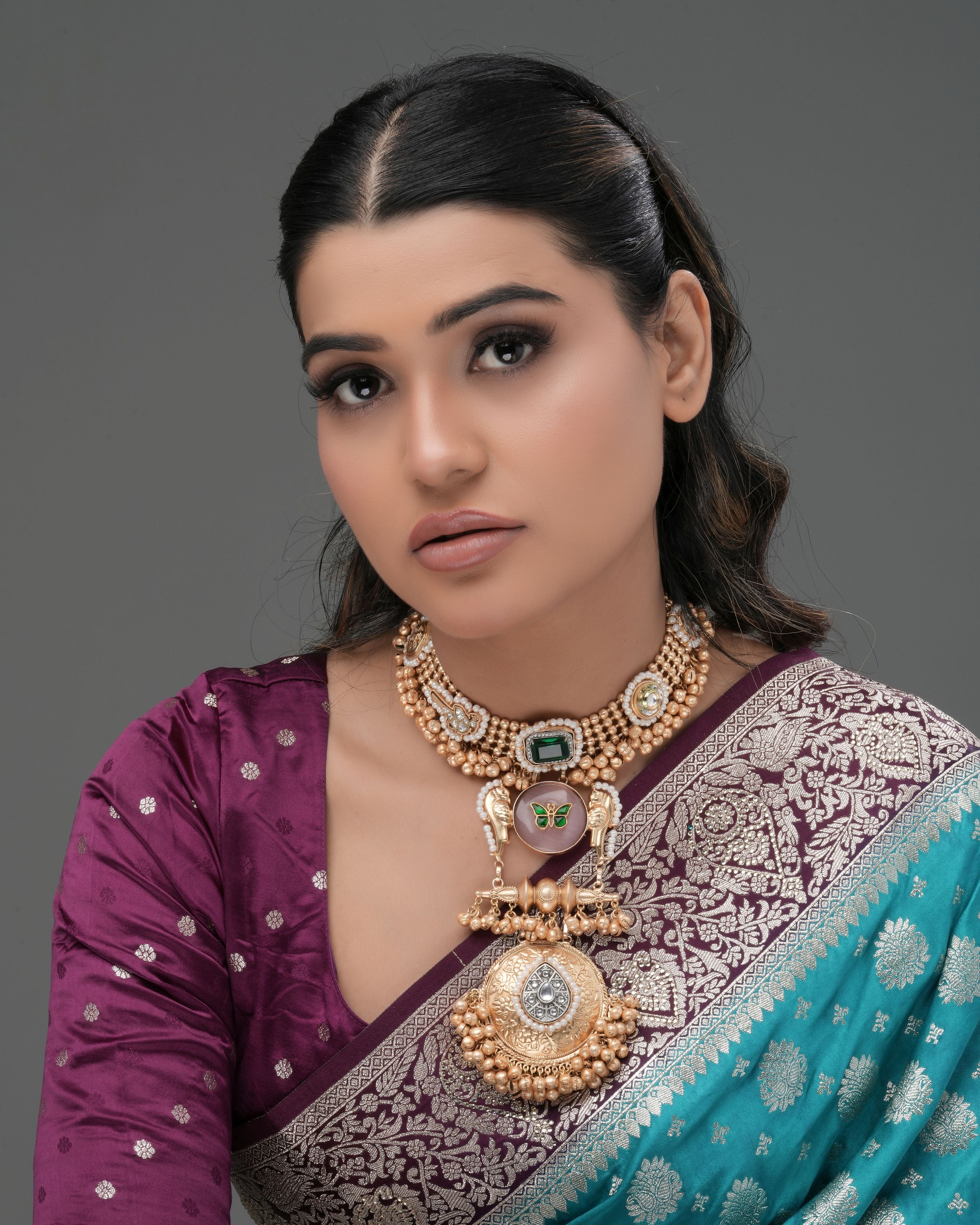 Mataari Necklaces Handmade Heritage Coin Medallion Necklace with Butterfly | Gold Tone | Indian Jewelry | Mataari