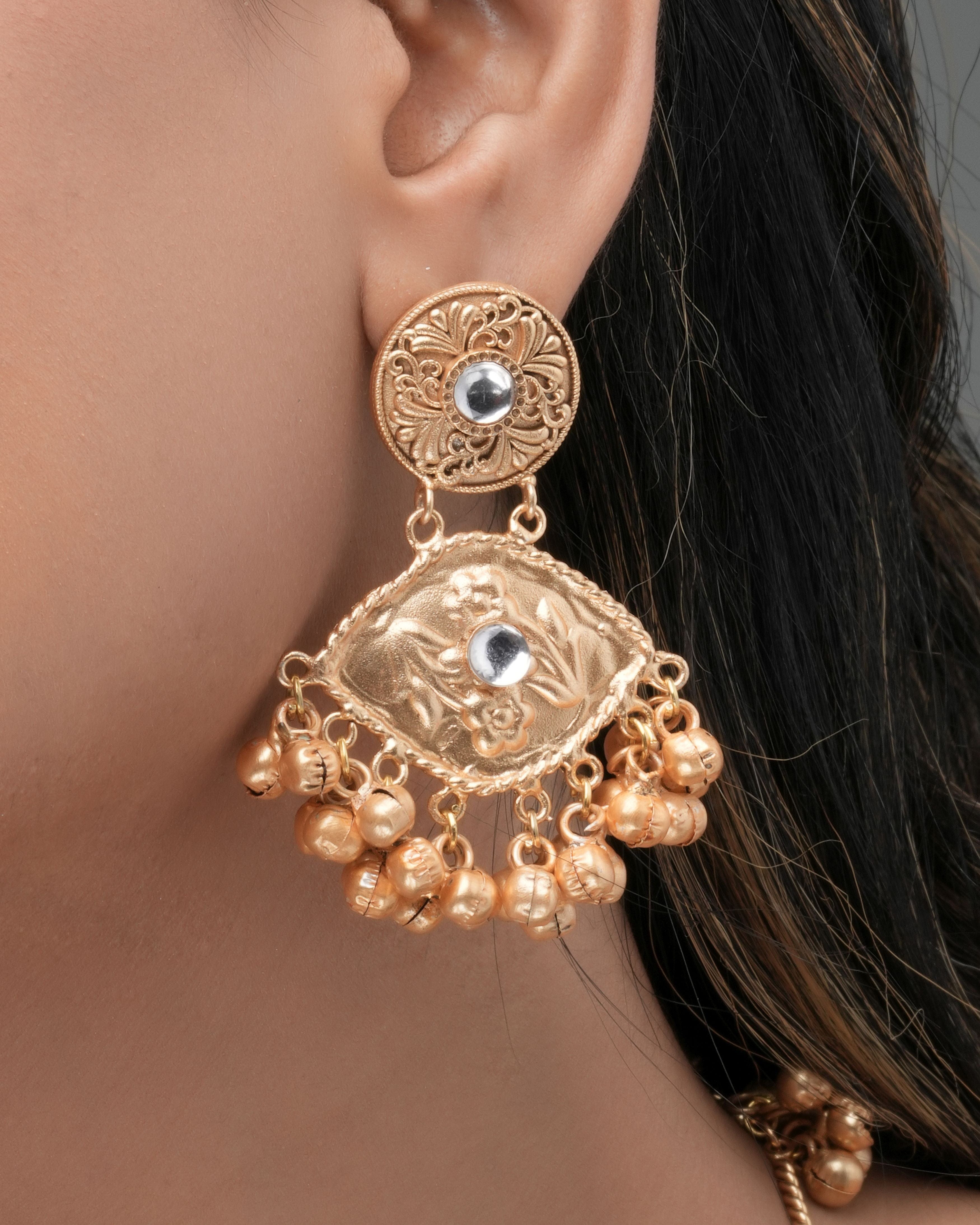 Mataari Necklaces Handmade Regal Gold-Plated temple Necklace with gold | CZ | Indian Jewelry | Mataari