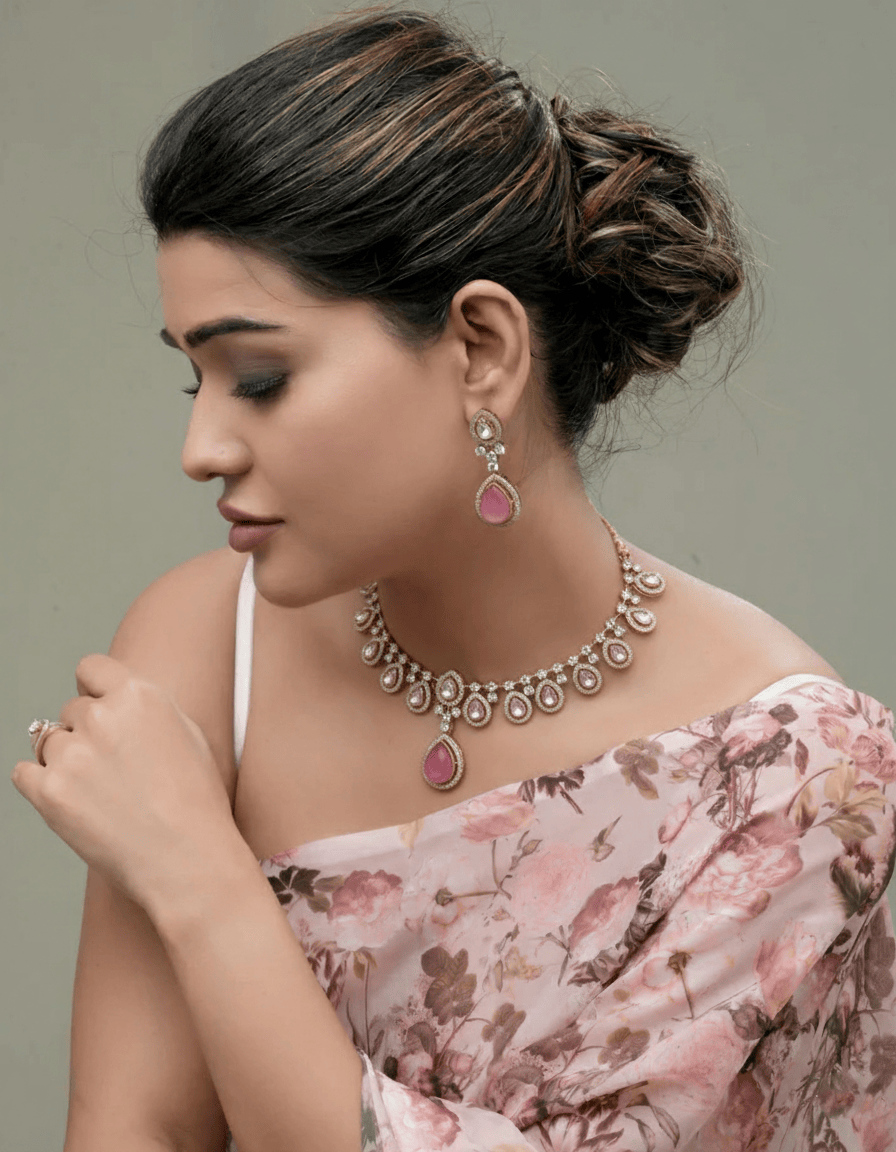 Mataari Necklaces Iridescent Pearl & CZ Kundan Choker & | Gold Tone | Indian Jewelry | Mataari