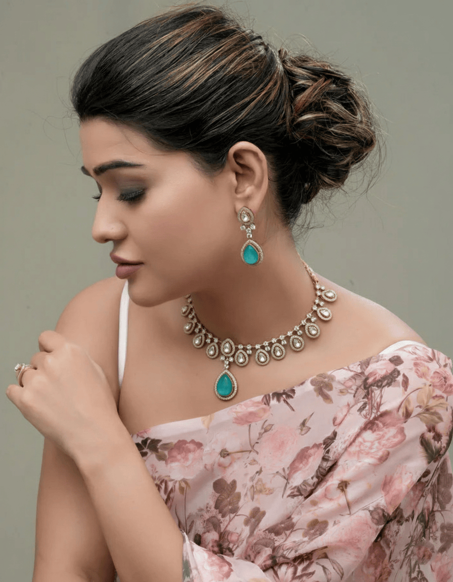 Mataari Necklaces Iridescent Pearl & CZ Kundan Choker & | Gold Tone | Indian Jewelry | Mataari