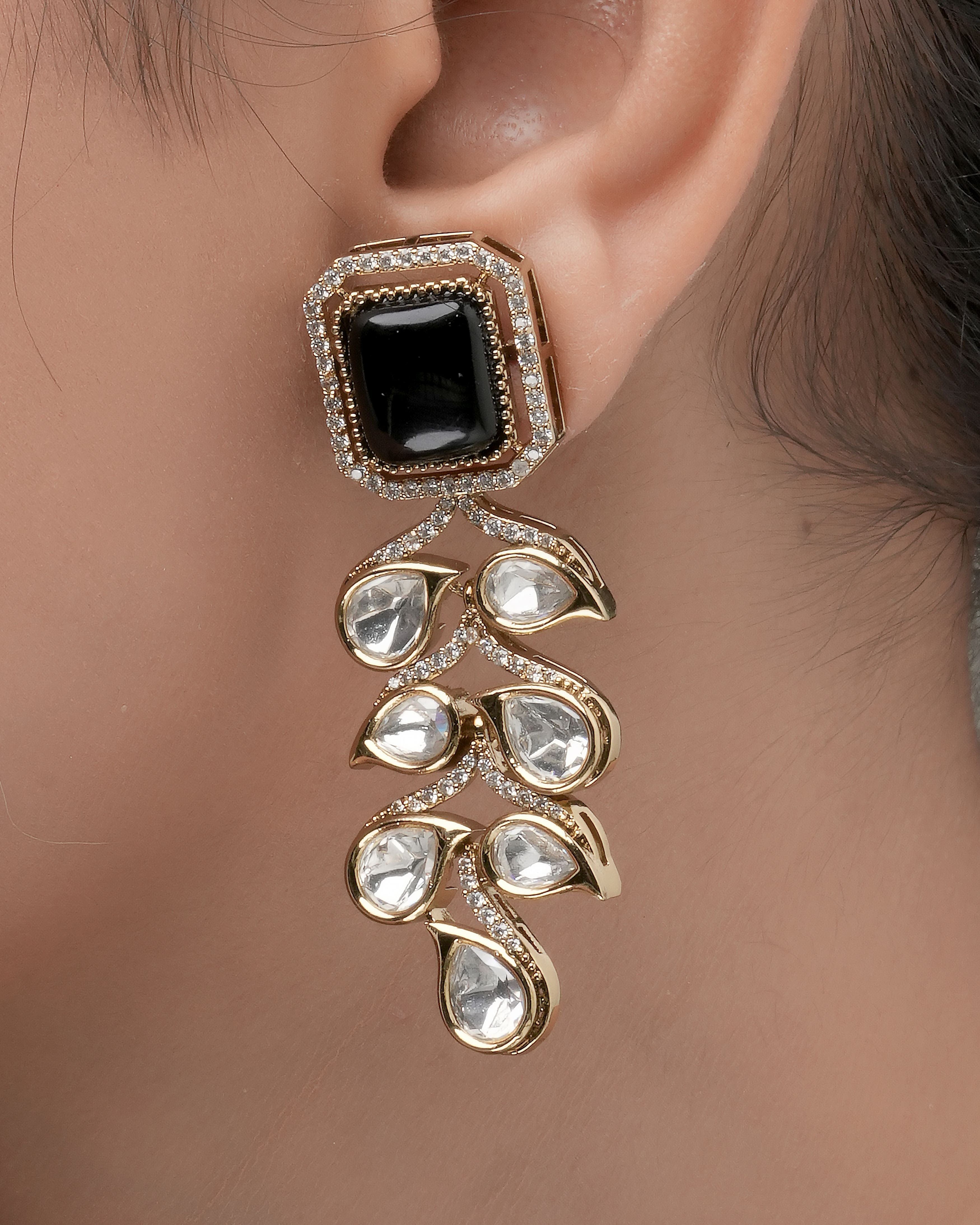 Mataari Necklaces Ivory Radiance CZ Kundan Choker & Earring | Gold Tone | Indian Jewelry | Mataari