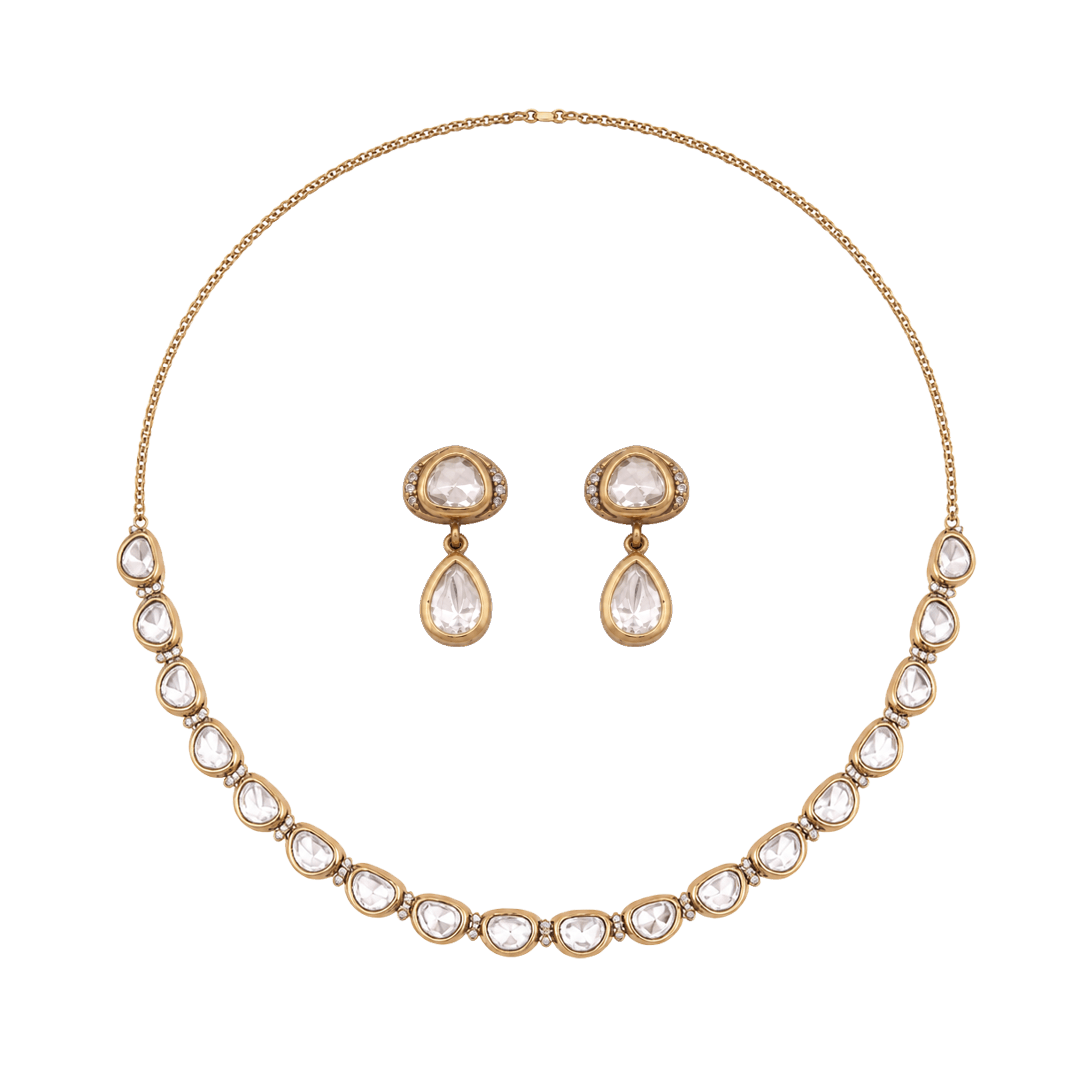 Mataari Necklaces Minimalist Kundan Single Line Polki Moissanite Bridal Necklace
