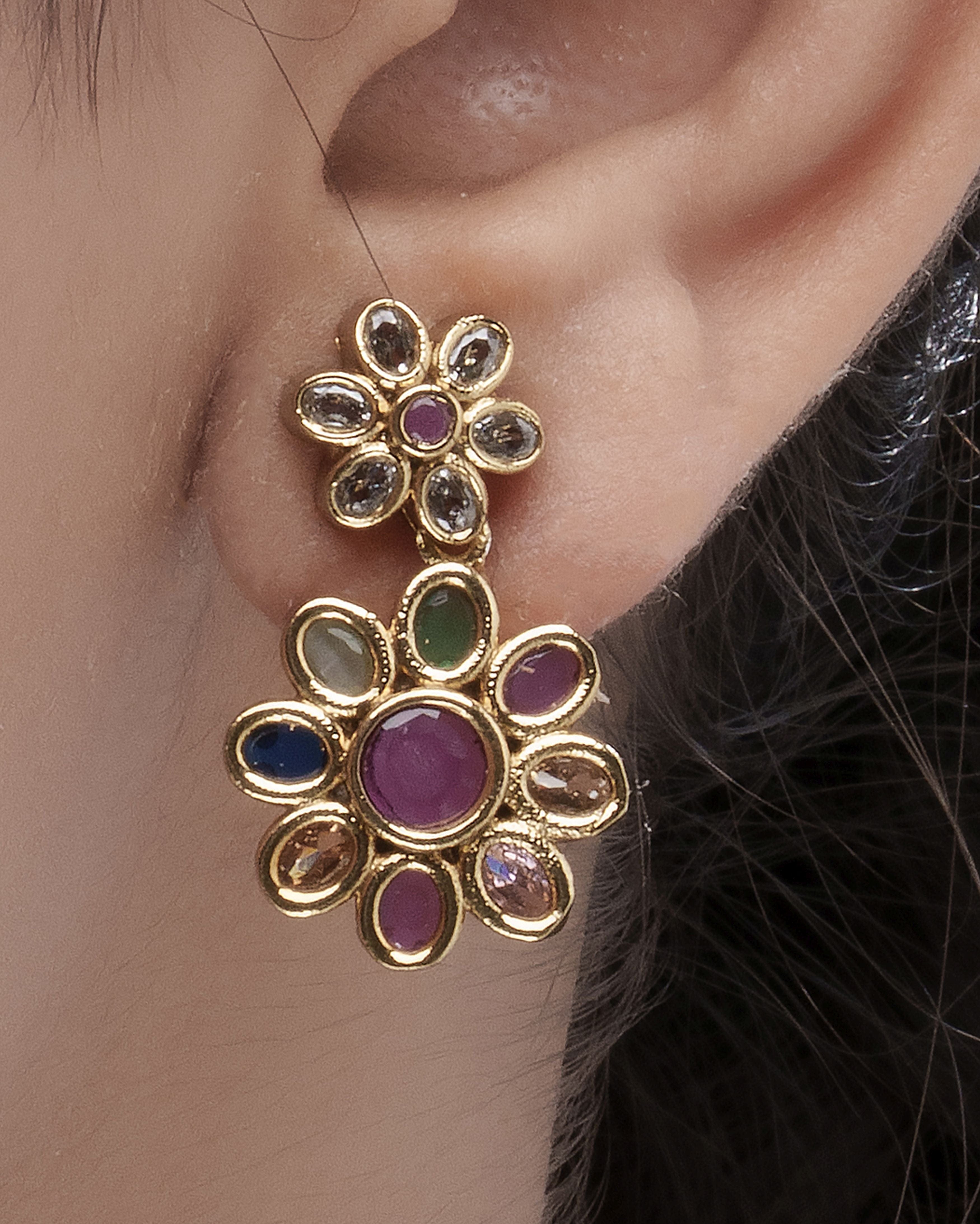 Mataari Necklaces Rainbow Elegance Multicolor Necklace & Earrings Set | Gold Tone | Indian Jewelry | Mataari