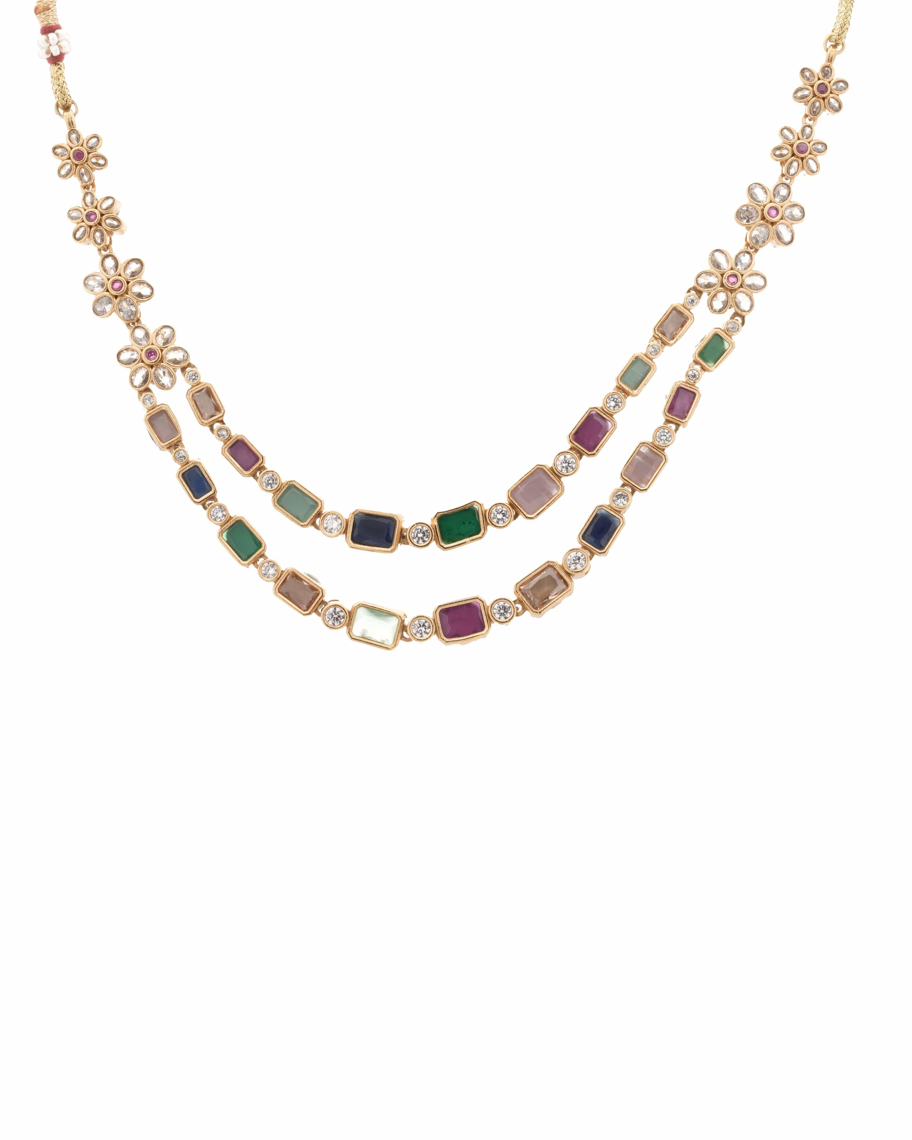 Mataari Necklaces Rainbow Elegance Multicolor Necklace & Earrings Set | Gold Tone | Indian Jewelry | Mataari
