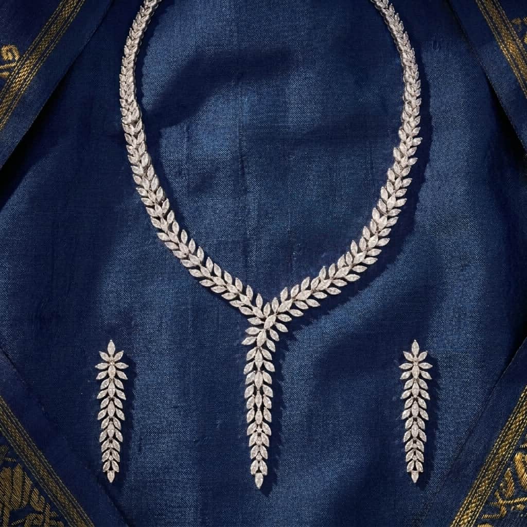 Mataari Necklaces Silver Plated Bridal Crystal Moissanite Wedding Collar Necklace for Brides