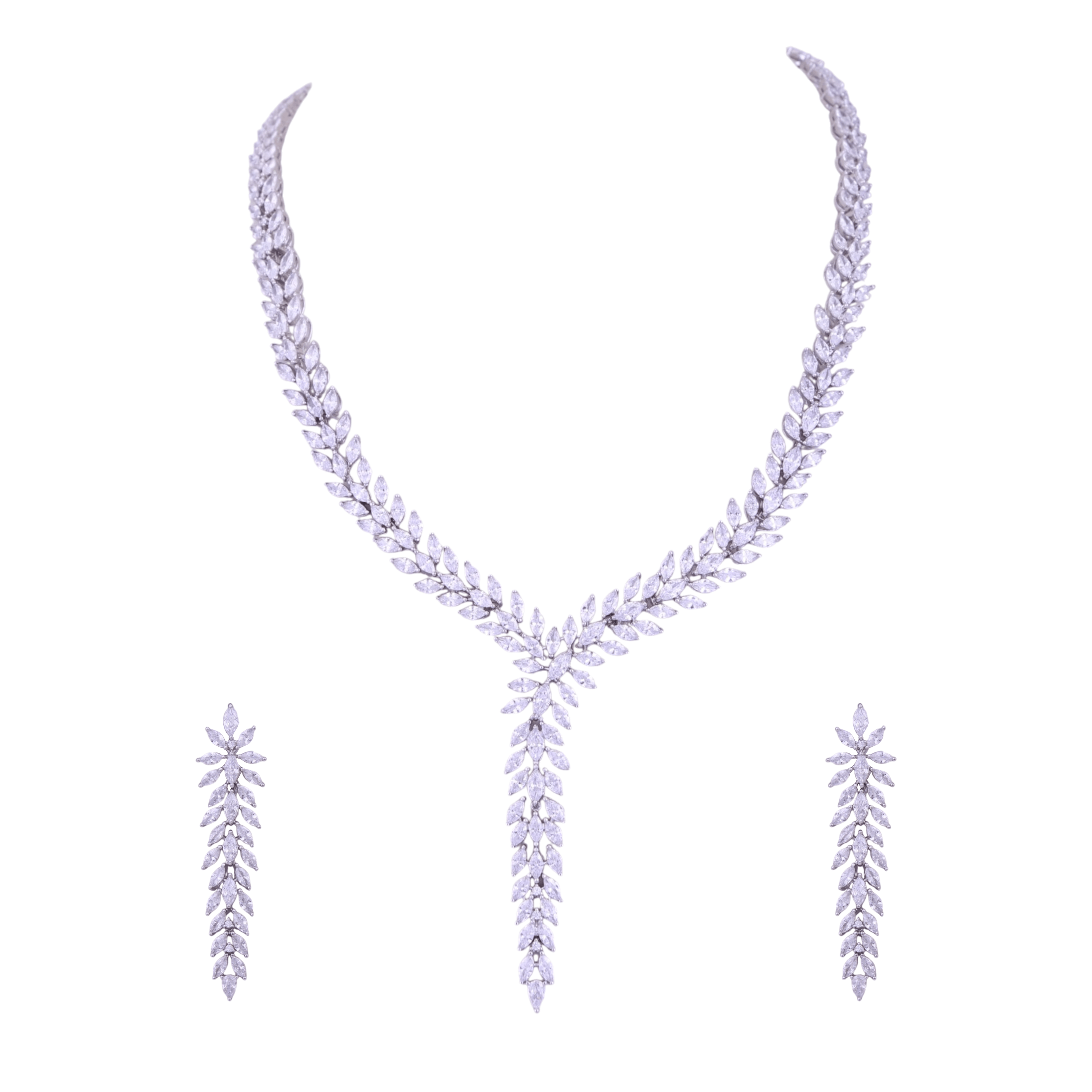 Mataari Necklaces Silver Plated Bridal Crystal Moissanite Wedding Collar Necklace for Brides