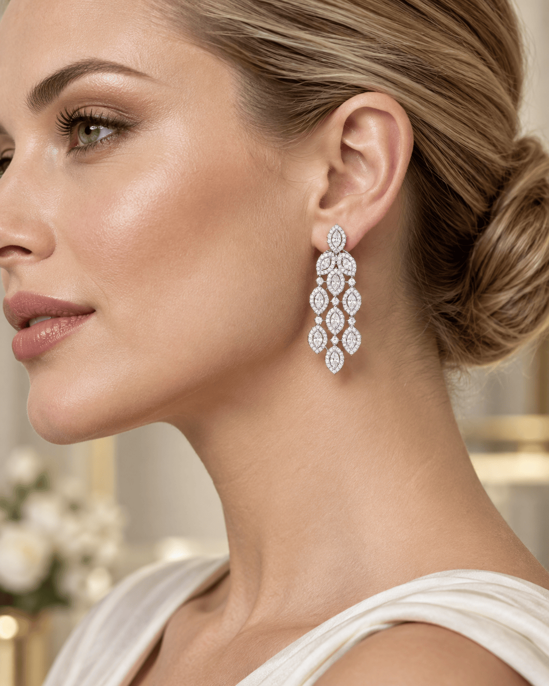 Mataari Necklaces Silver Plated Crystal Cubic Zirconia Necklace for Wedding