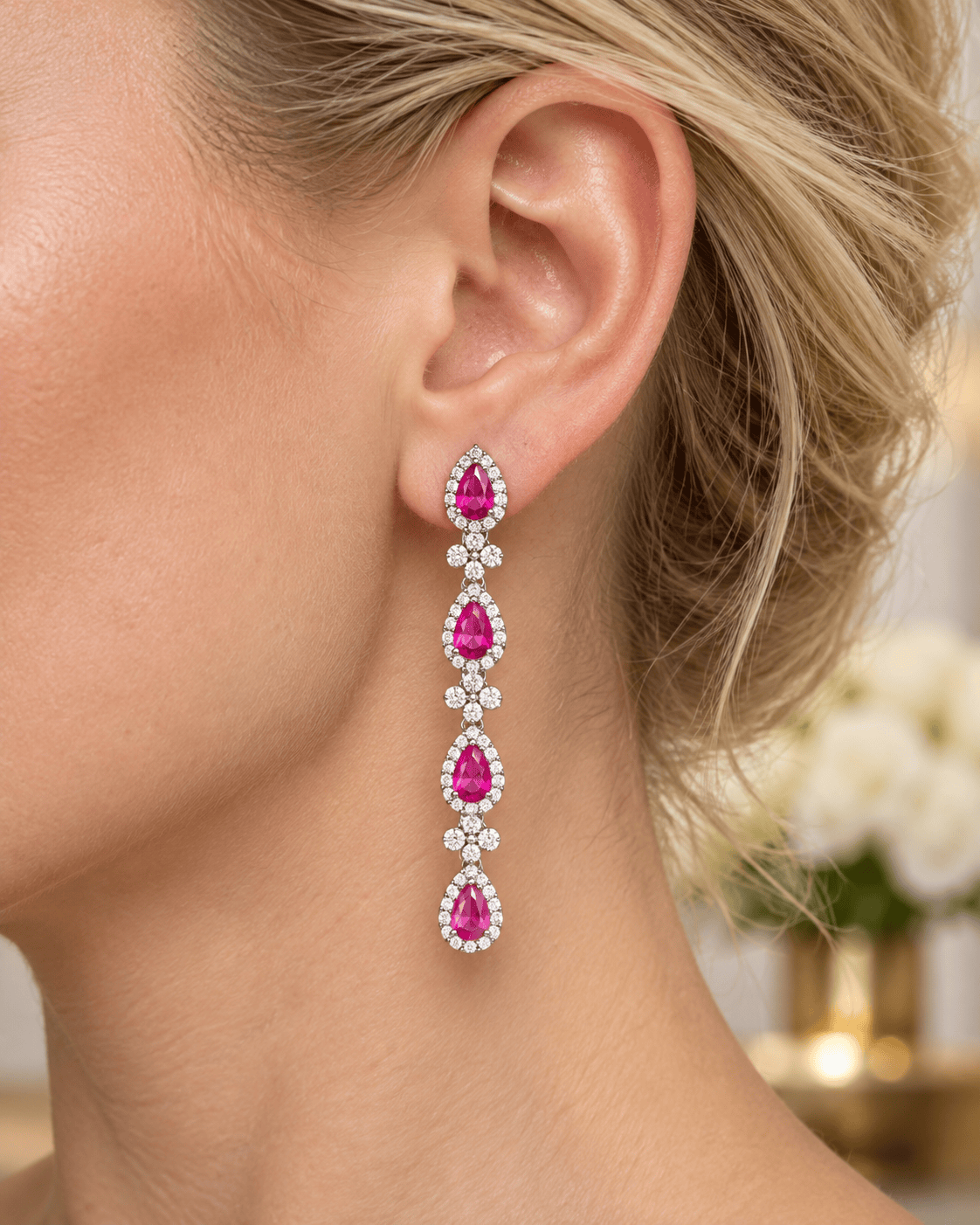 Mataari Necklaces Silver Plated Teardrop Crystal Cubic Zirconia Solitaire Necklace for Brides