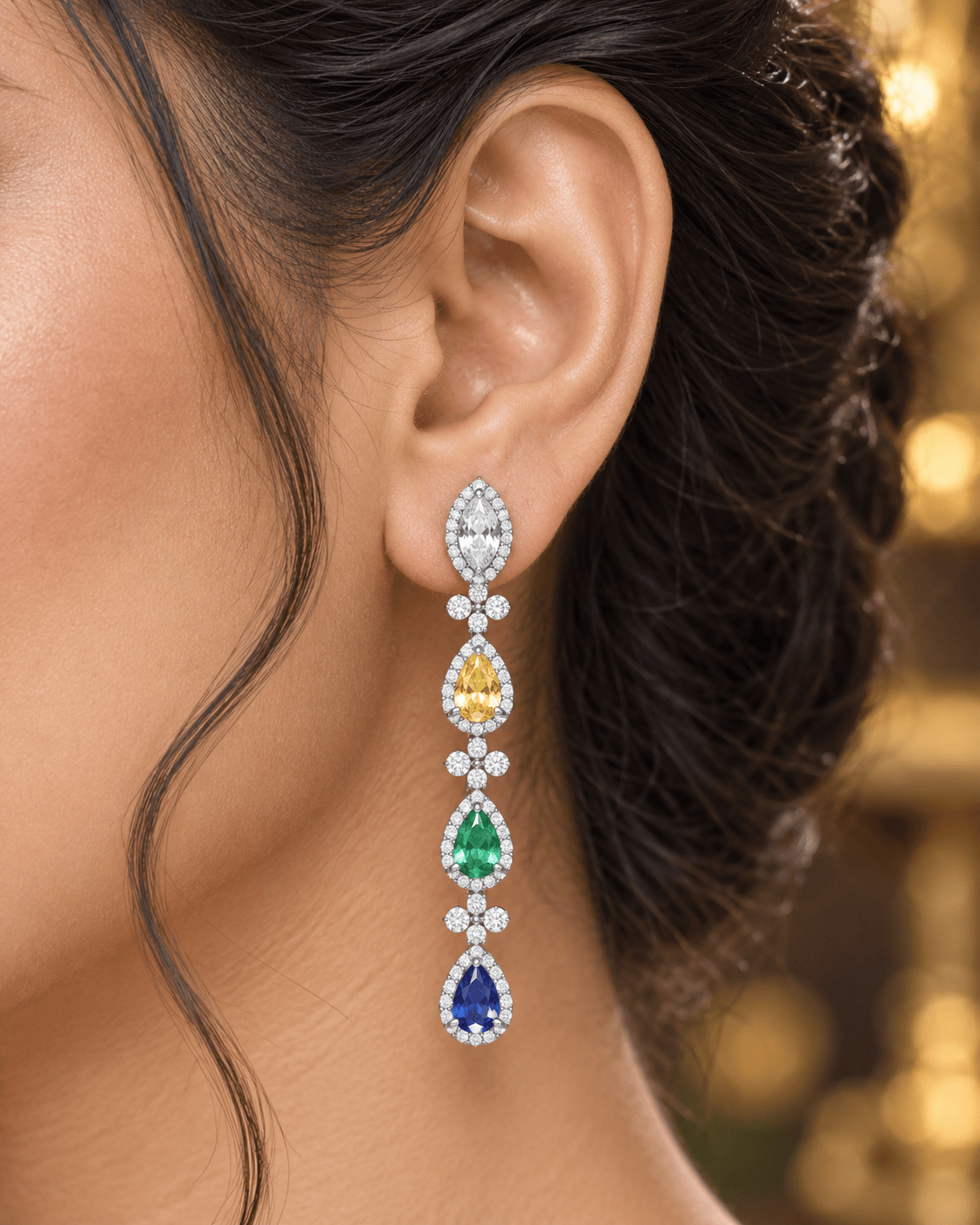 Mataari Necklaces Silver Plated Teardrop Crystal Cubic Zirconia Solitaire Necklace for Brides