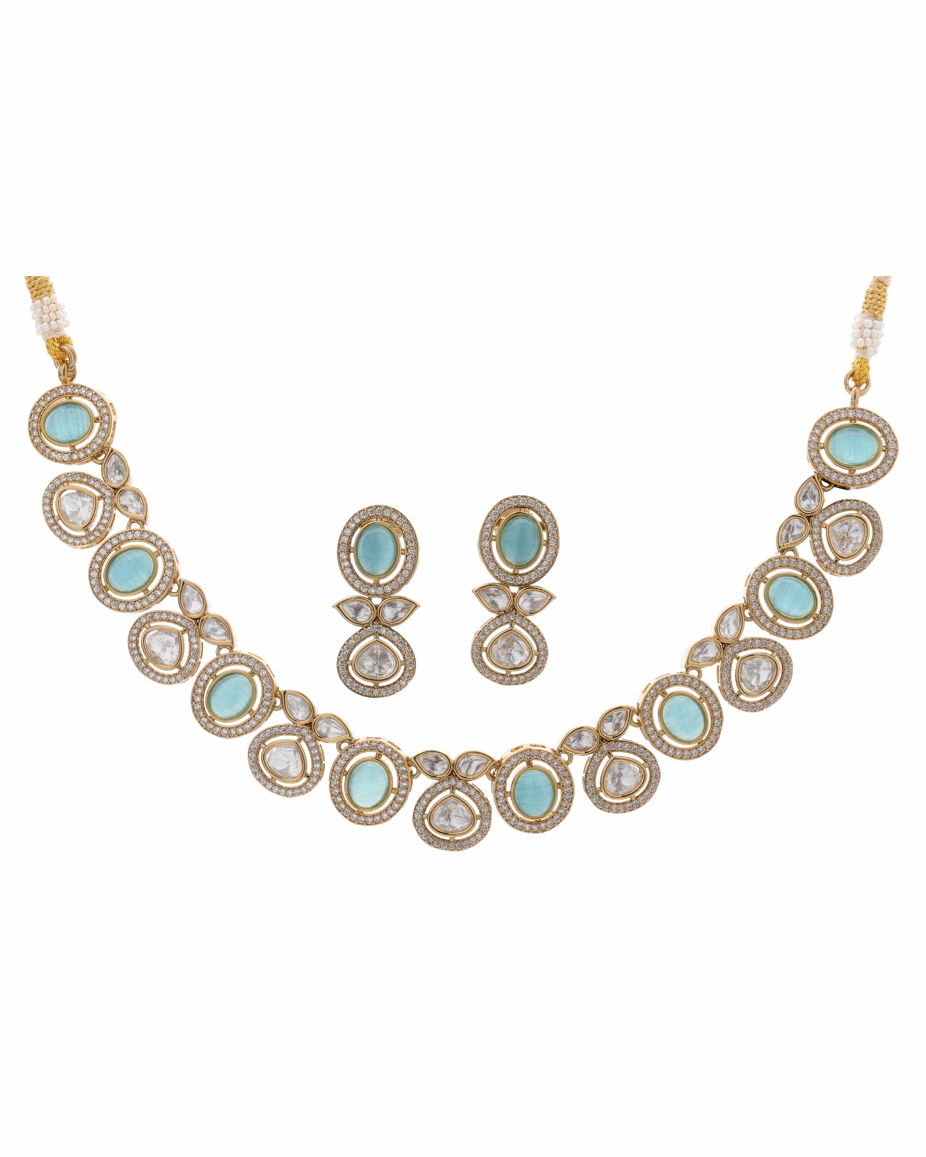 Mataari Necklaces Sky Aura Mona Lisa Moissanite Choker Set | Moissanite | Indian Jewelry | Mataari