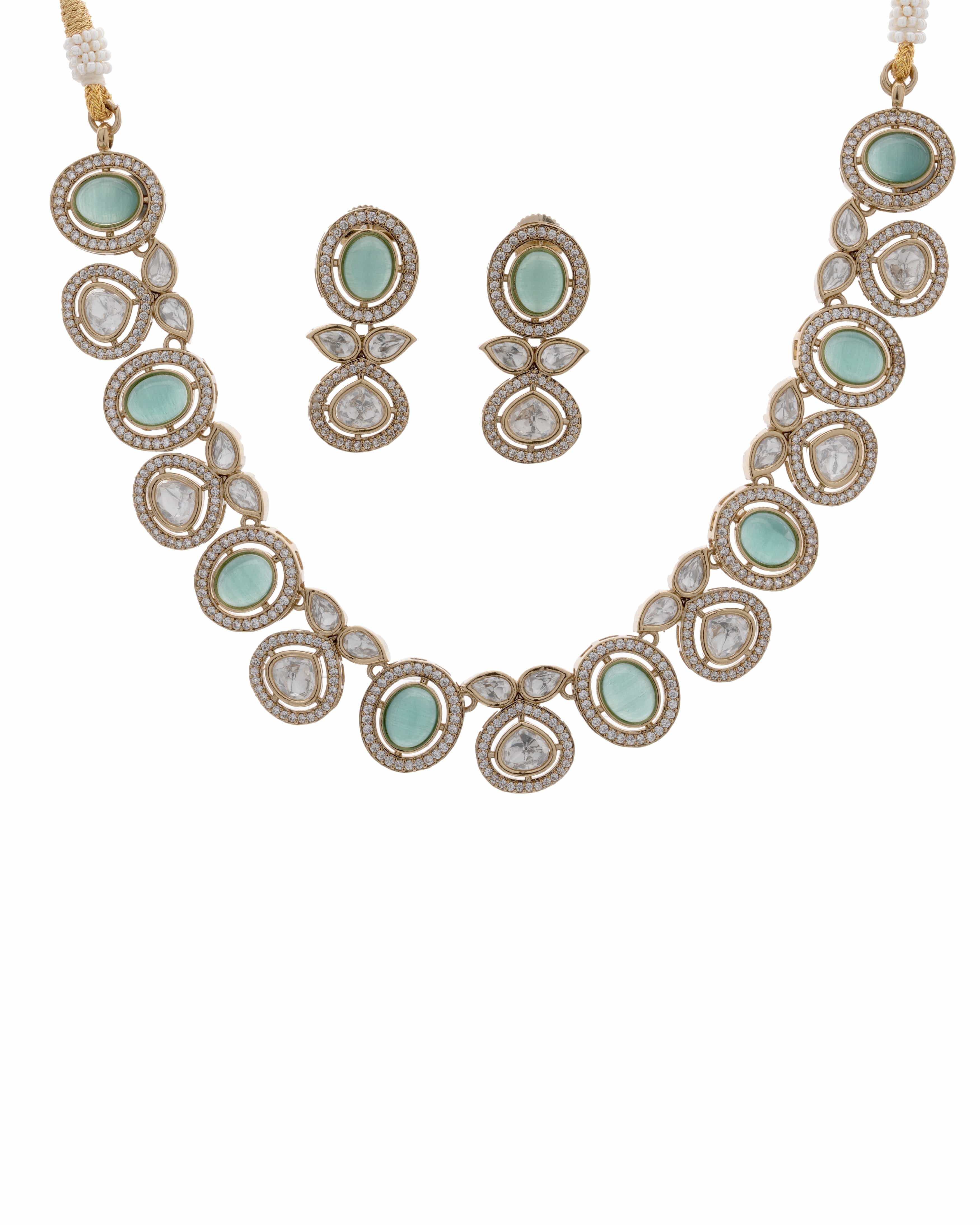 Mataari Necklaces Sky Aura Mona Lisa Moissanite Choker Set | Moissanite | Indian Jewelry | Mataari