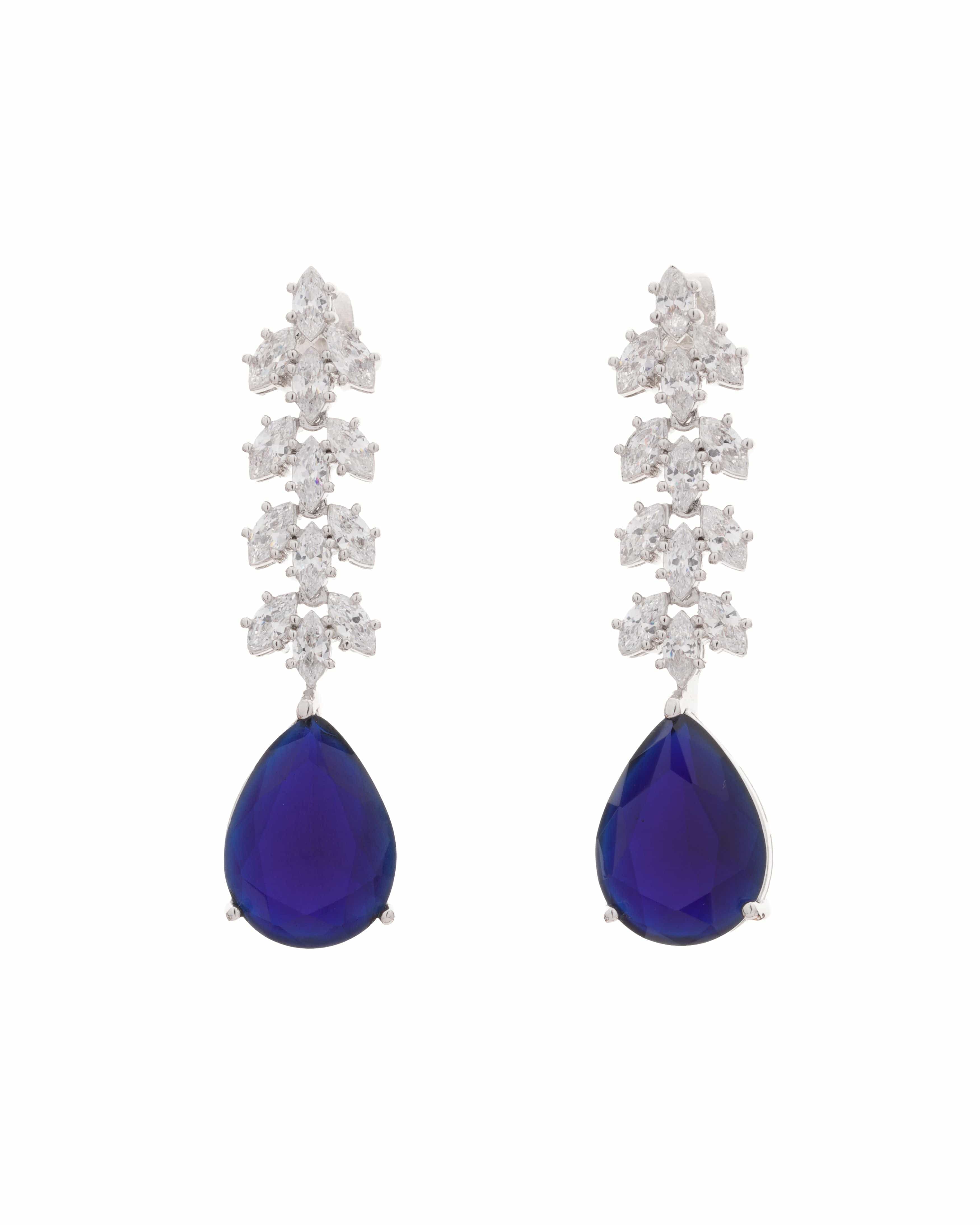 Mataari Necklaces Teardrop Elegance Necklace & Earring Set | Rhodium | Indian Jewelry | Mataari