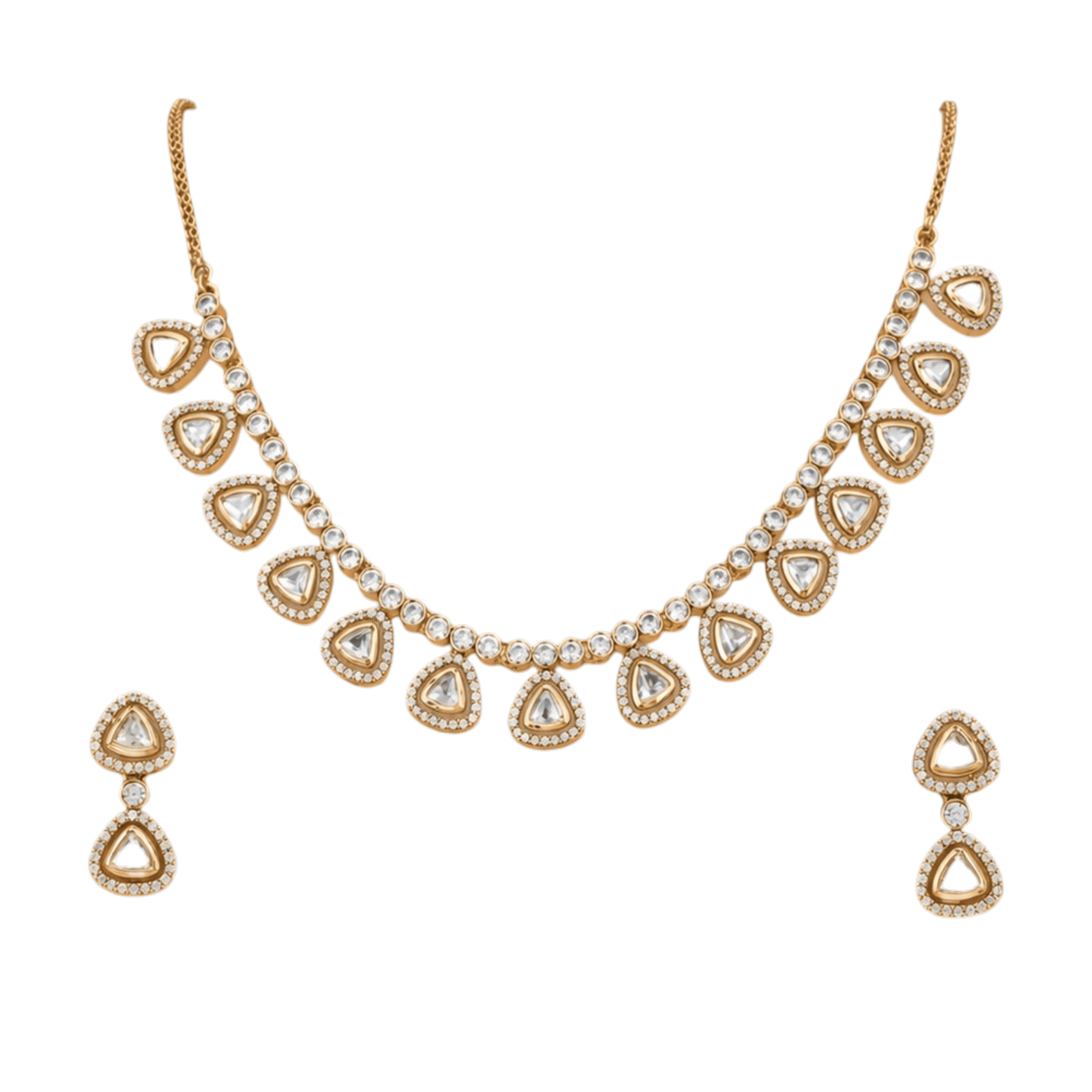Mataari Necklaces Wedding Solitaire Kundan Polki Bridal Moissanite Necklace