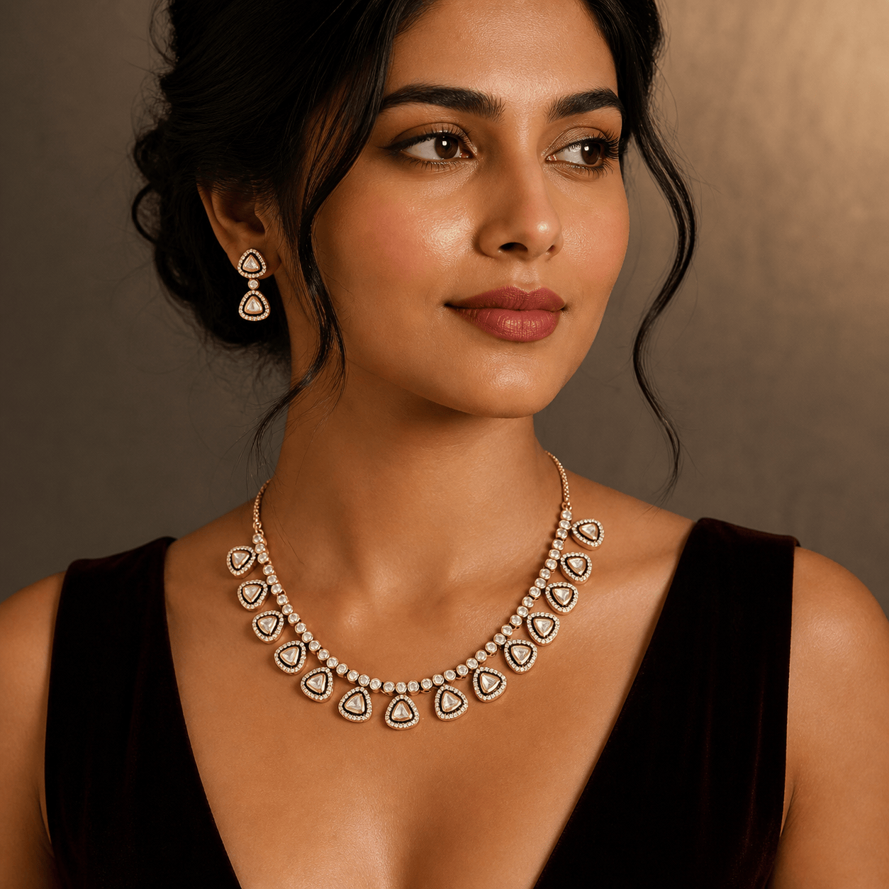 Mataari Necklaces Wedding Solitaire Kundan Polki Bridal Moissanite Necklace
