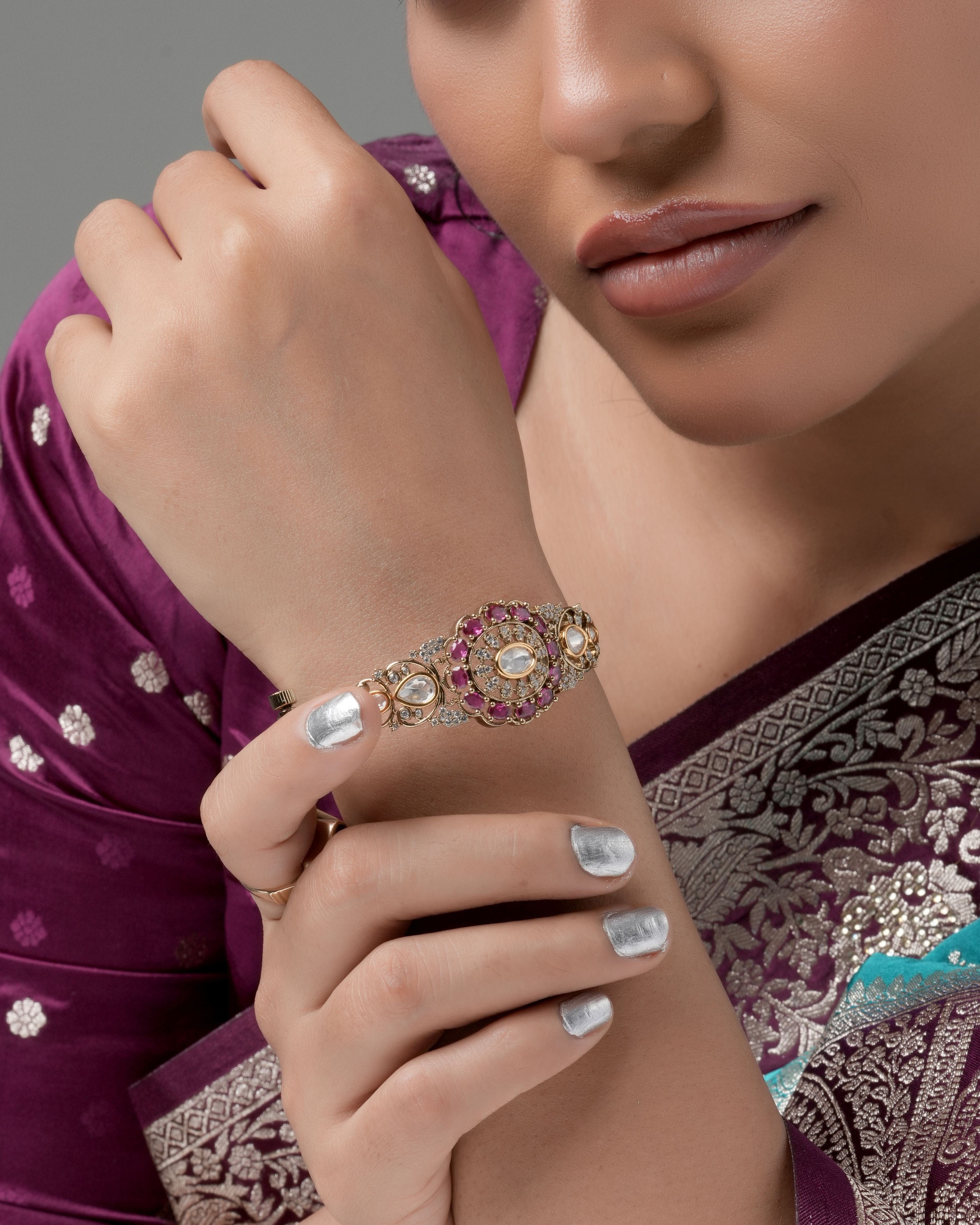 Mataari Openable Ruby Radiance Moissanite Bangles for Bridal Wear