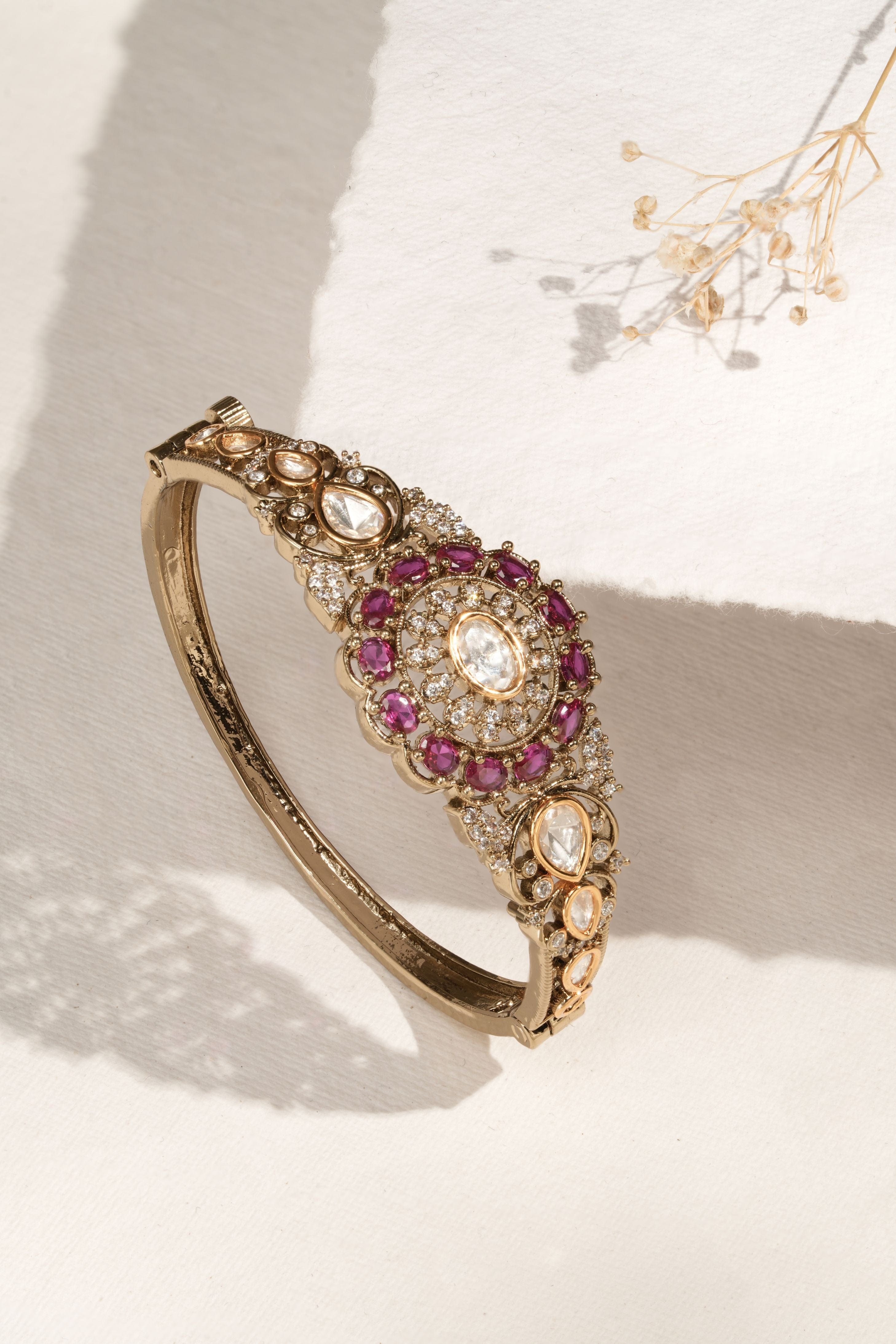 Mataari Openable Ruby Radiance Moissanite Bangles for Bridal Wear