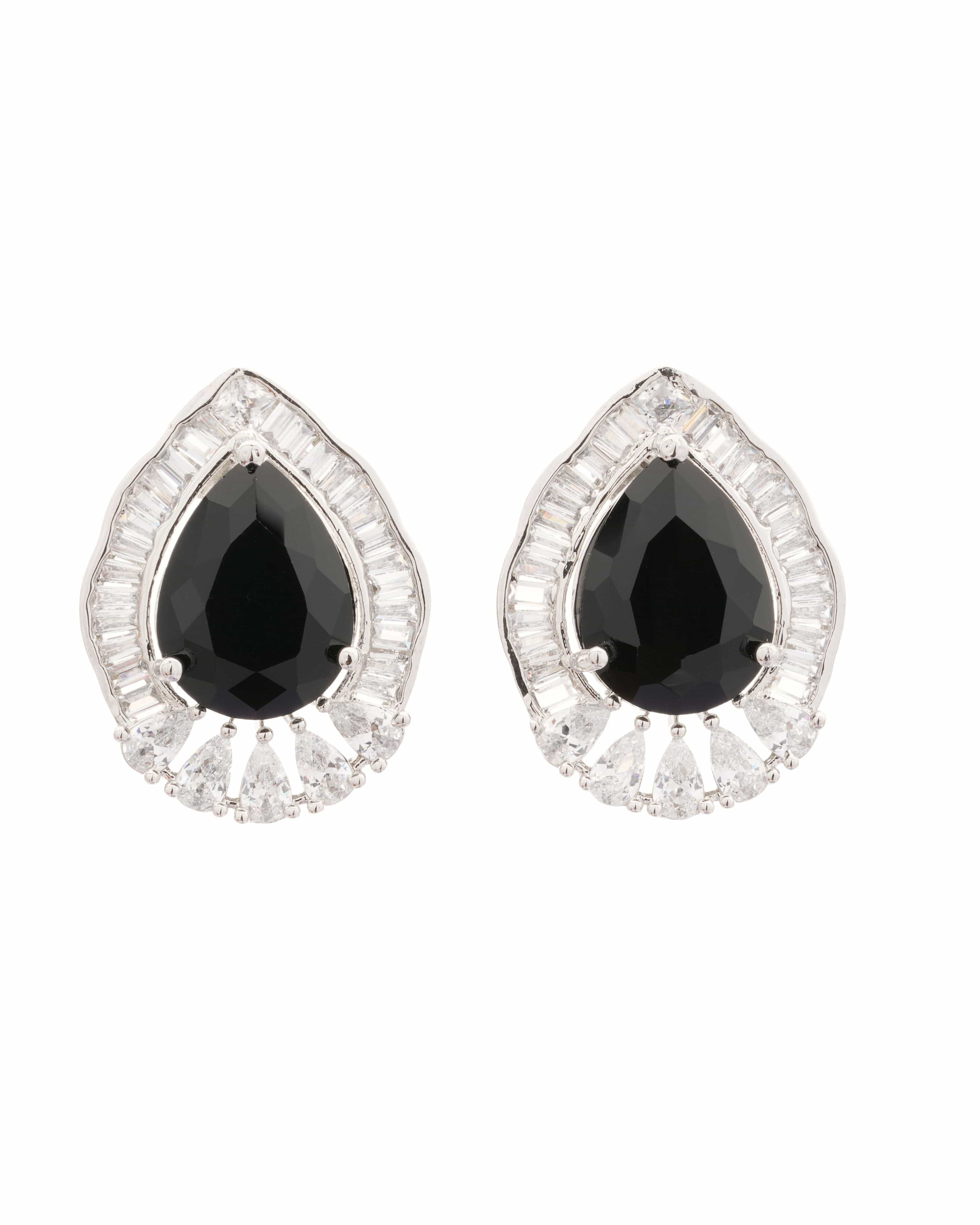 Mataari Pendants Rosaline Baguette Teardrop Pendant & Earring Set
