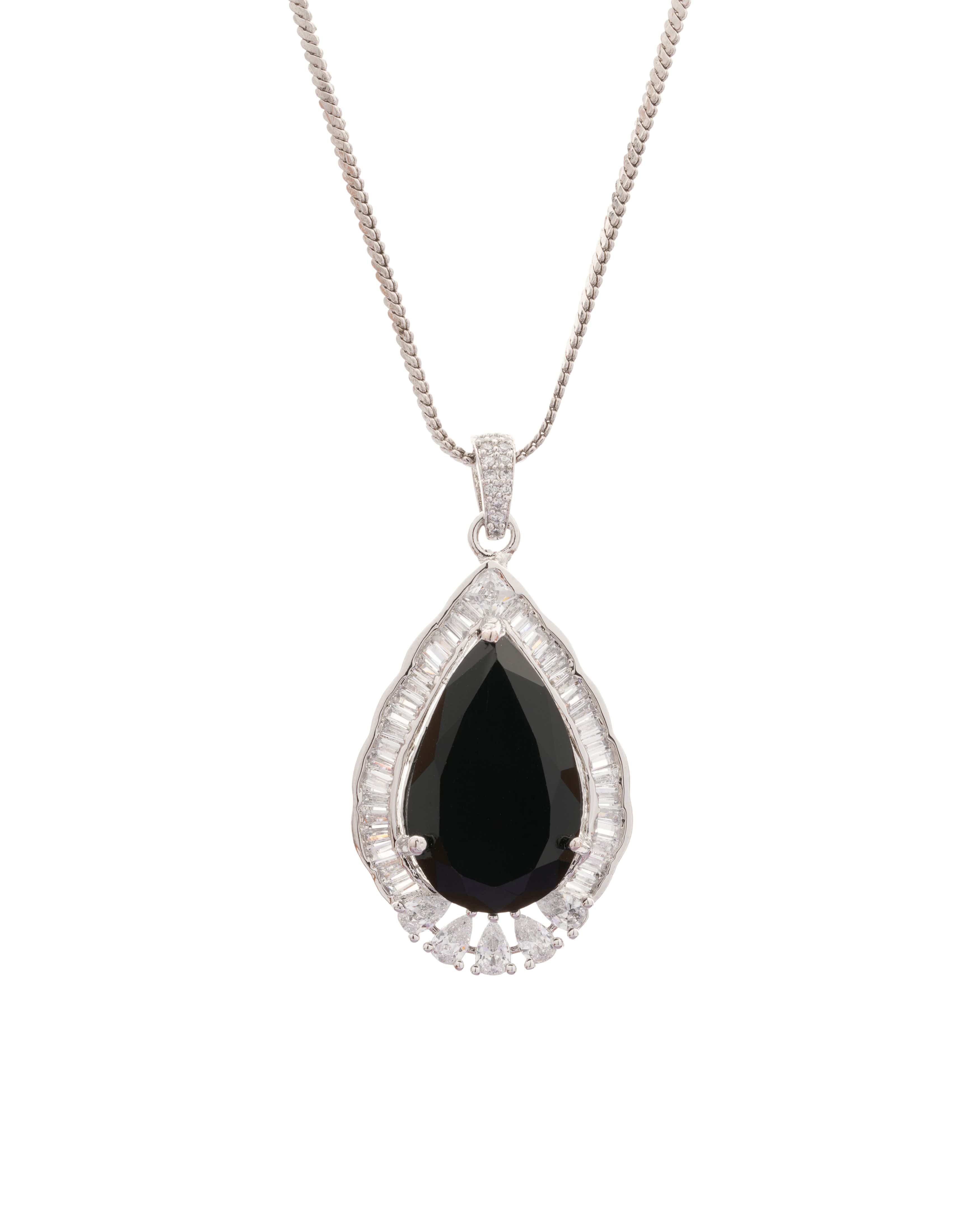 Mataari Pendants Rosaline Baguette Teardrop Pendant & Earring Set