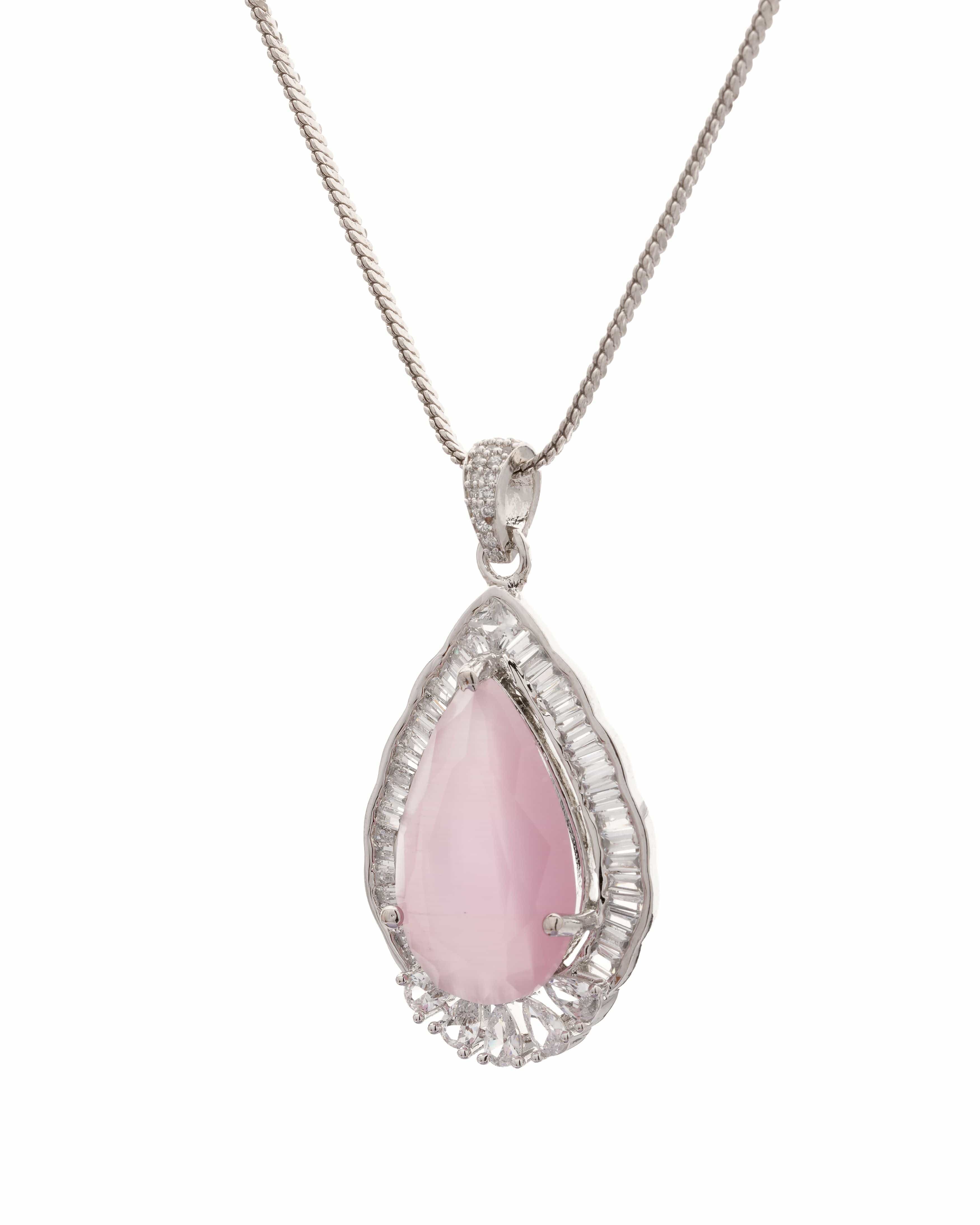 Mataari Pendants Rosaline Baguette Teardrop Pendant & Earring Set