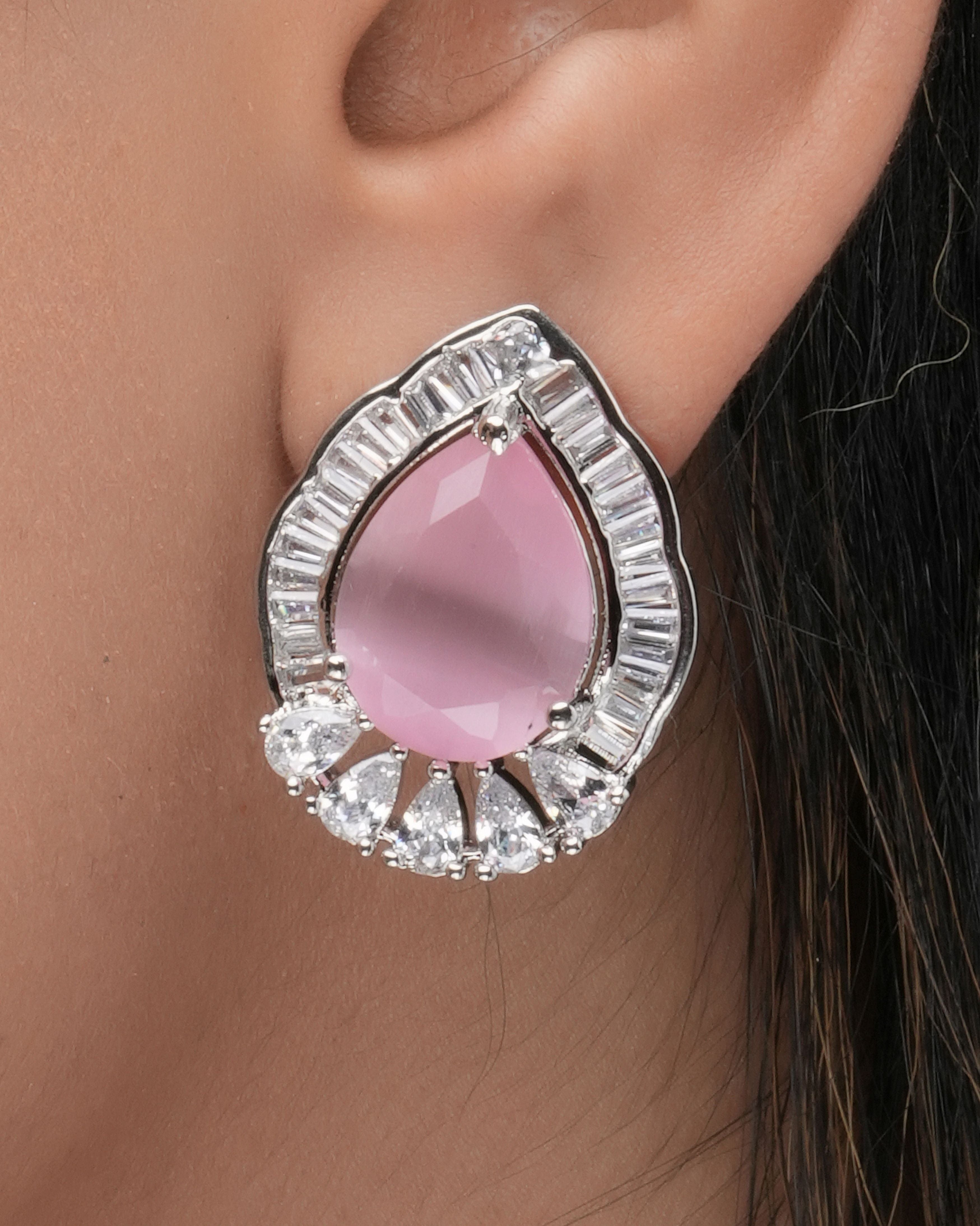 Mataari Pendants Rosaline Baguette Teardrop Pendant & Earring Set