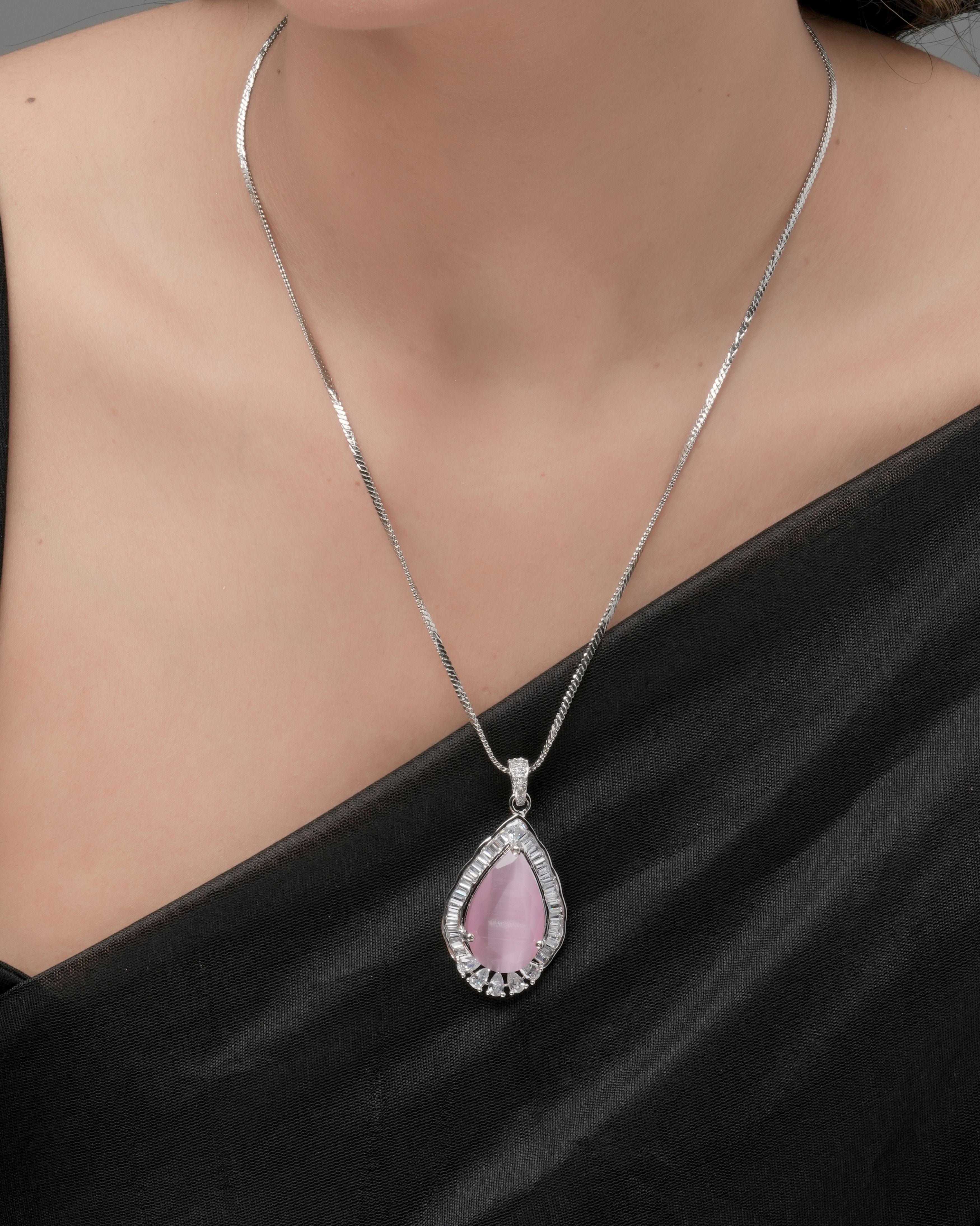 Mataari Pendants Rosaline Baguette Teardrop Pendant & Earring Set