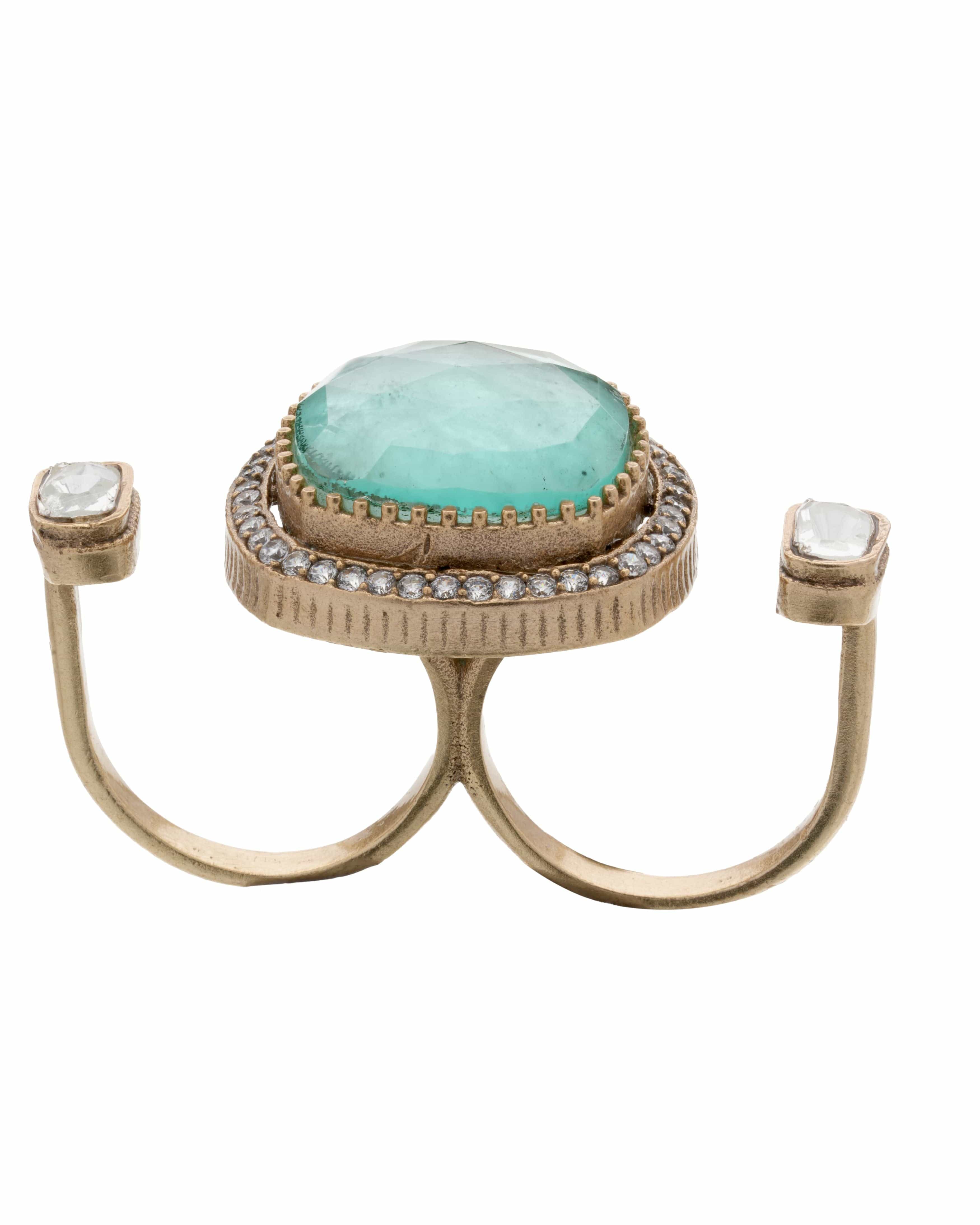 Mataari Ring Avant-Garde Radiance: Dual Halo Pink Ring