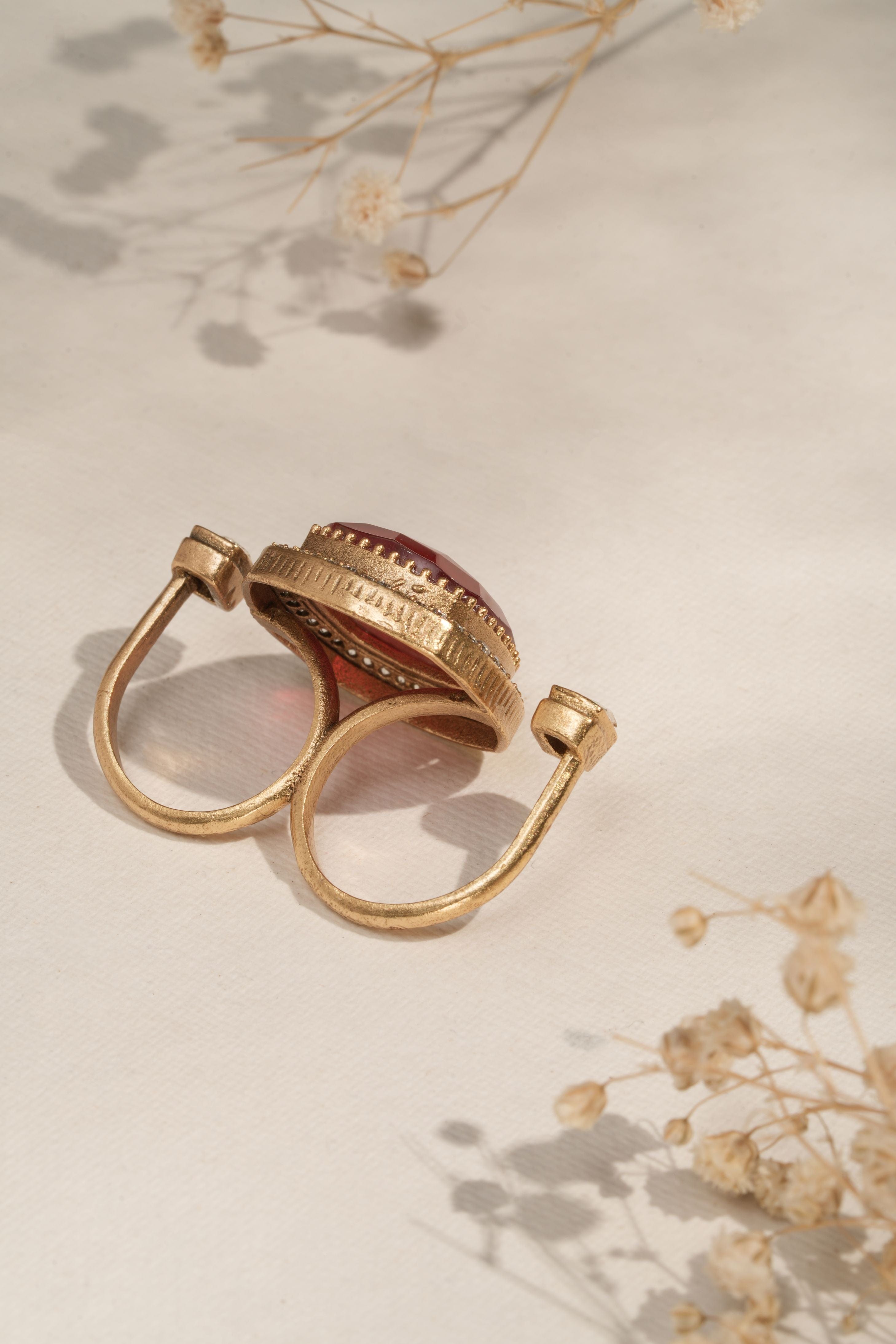 Mataari Ring Avant-Garde Radiance: Dual Halo Pink Ring
