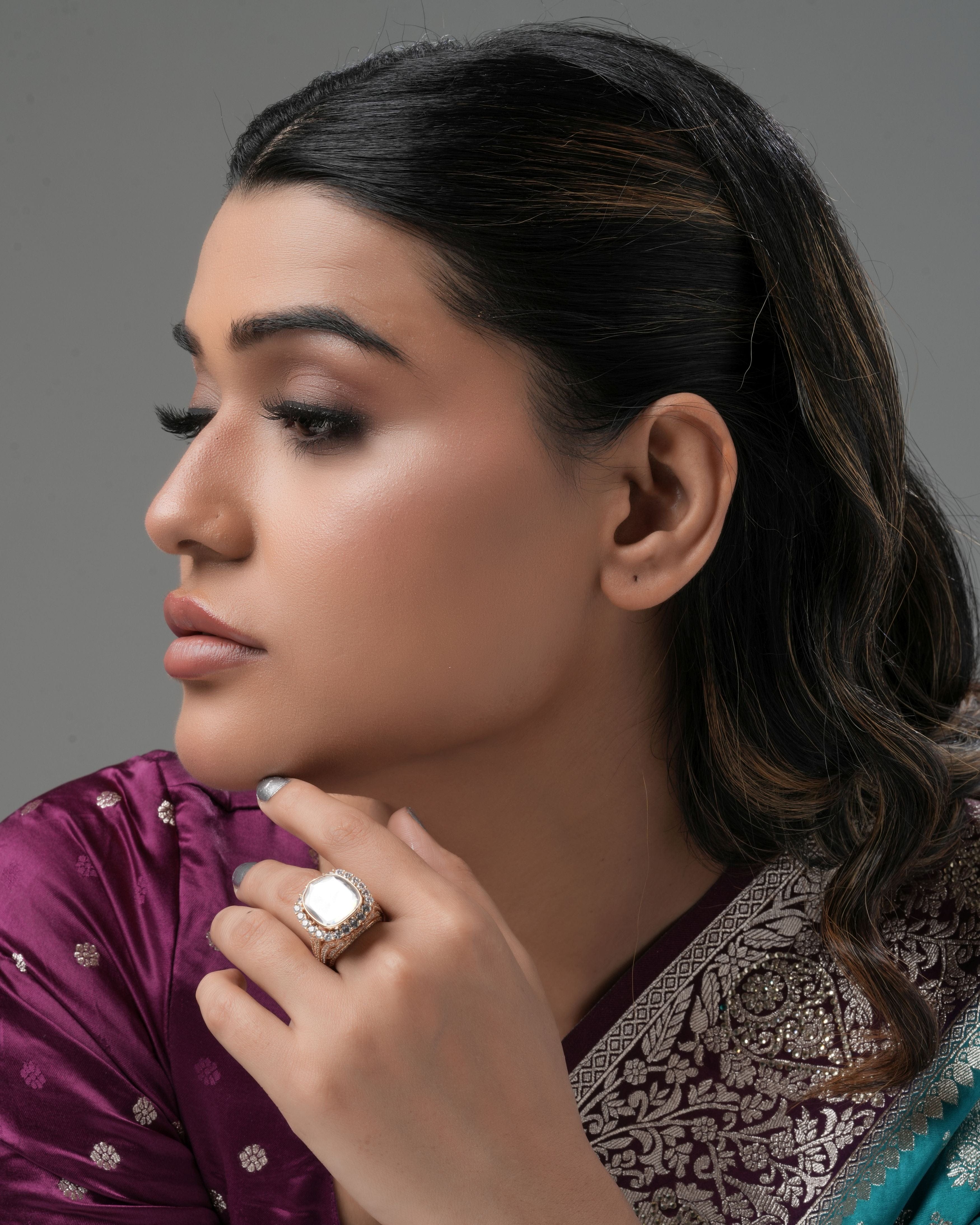 Mataari Ring Glistening Halo Padmavat Cushion Ring