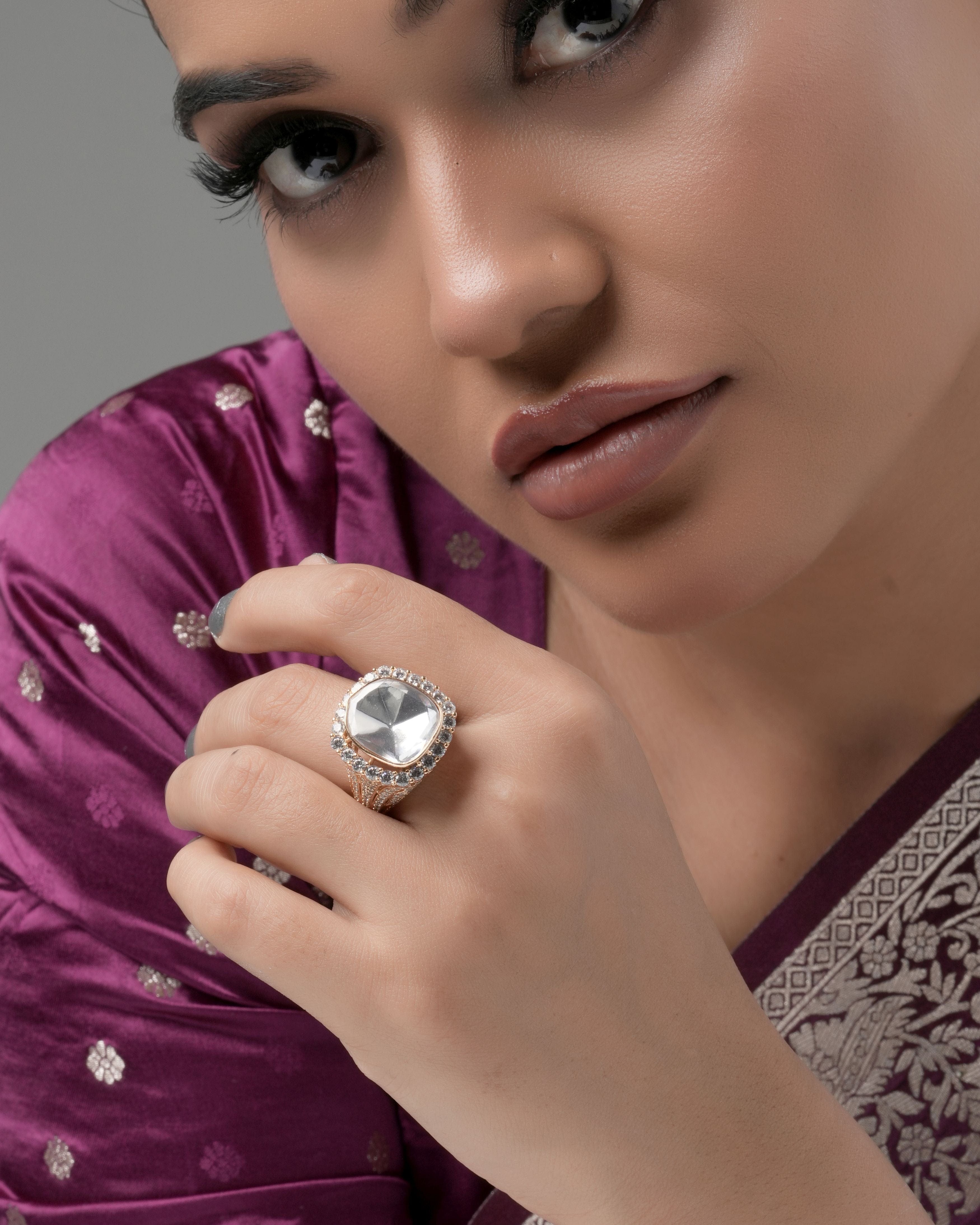 Mataari Ring Glistening Halo Padmavat Cushion Ring