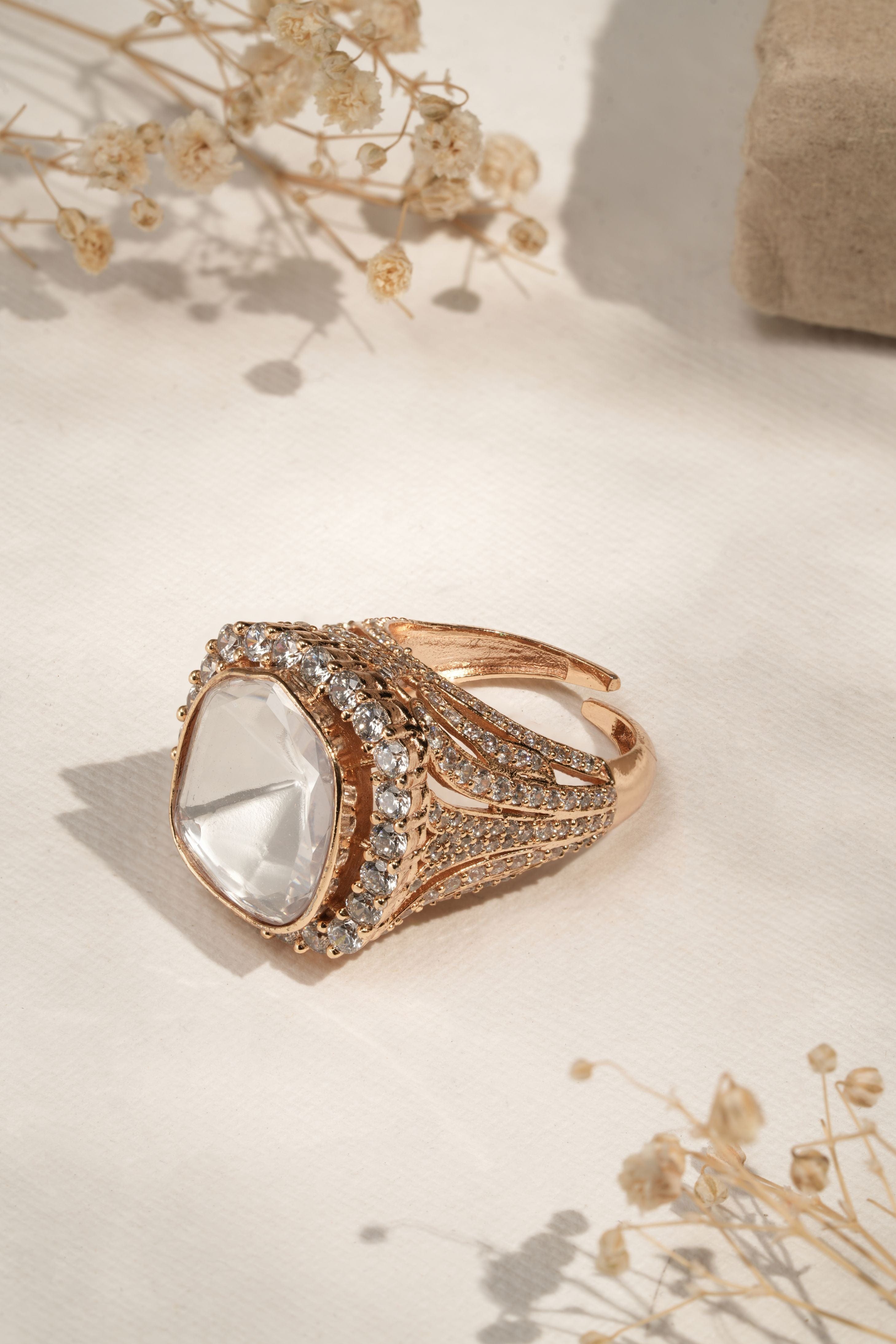 Mataari Ring Glistening Halo Padmavat Cushion Ring