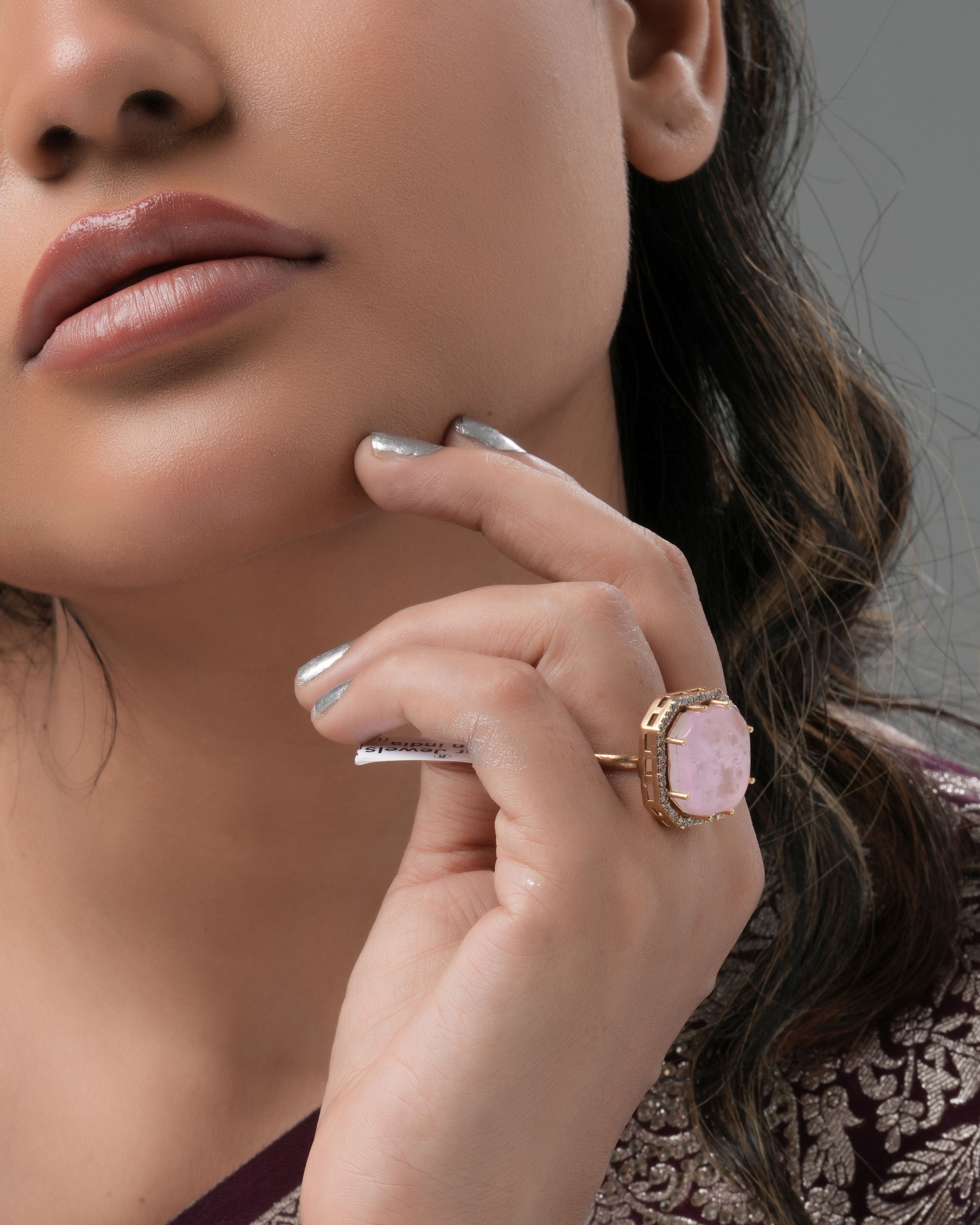 Mataari Ring Rosé Legacy: Octagon Halo Pink Gem Ring