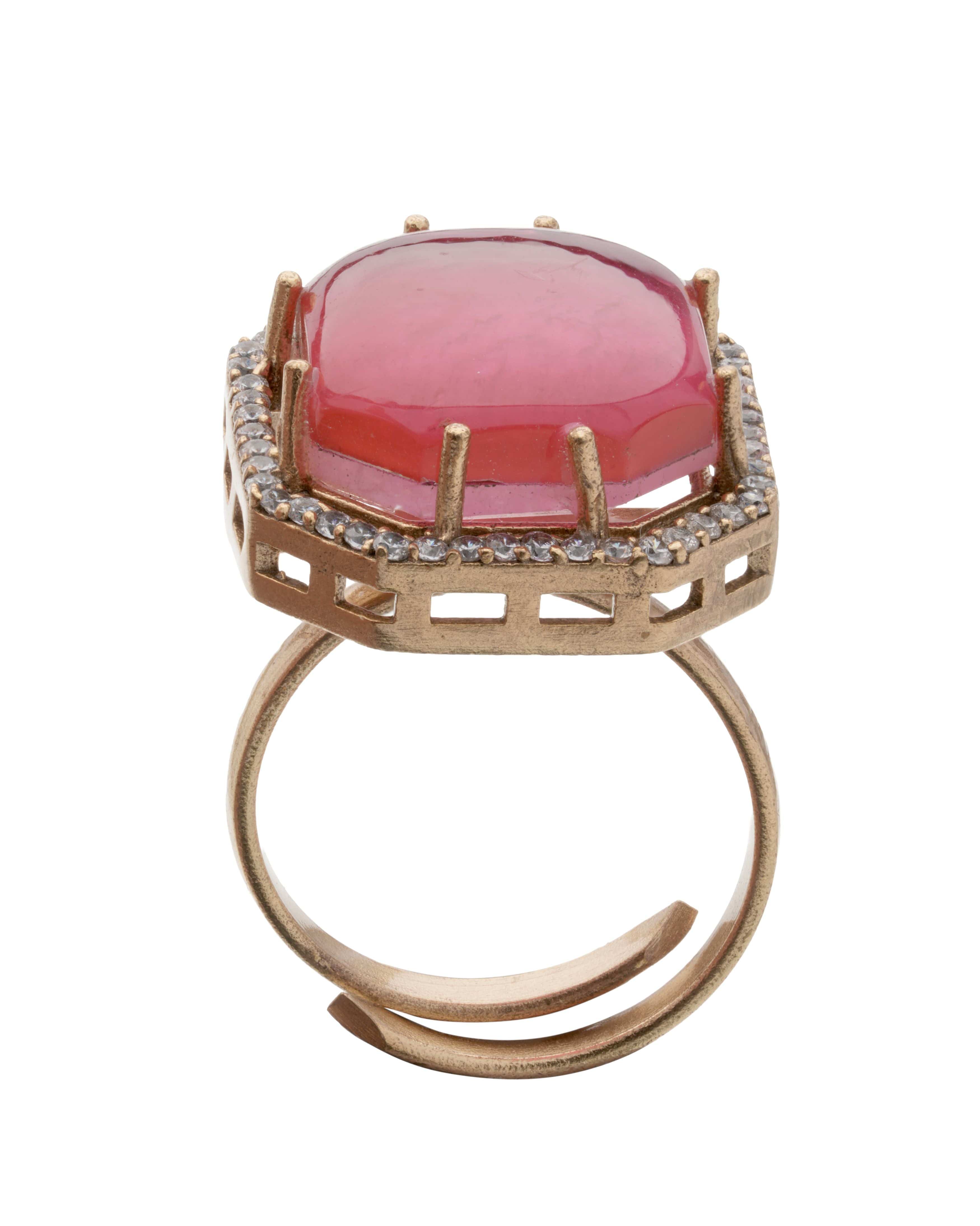 Mataari Ring Rosé Legacy: Octagon Halo Pink Gem Ring