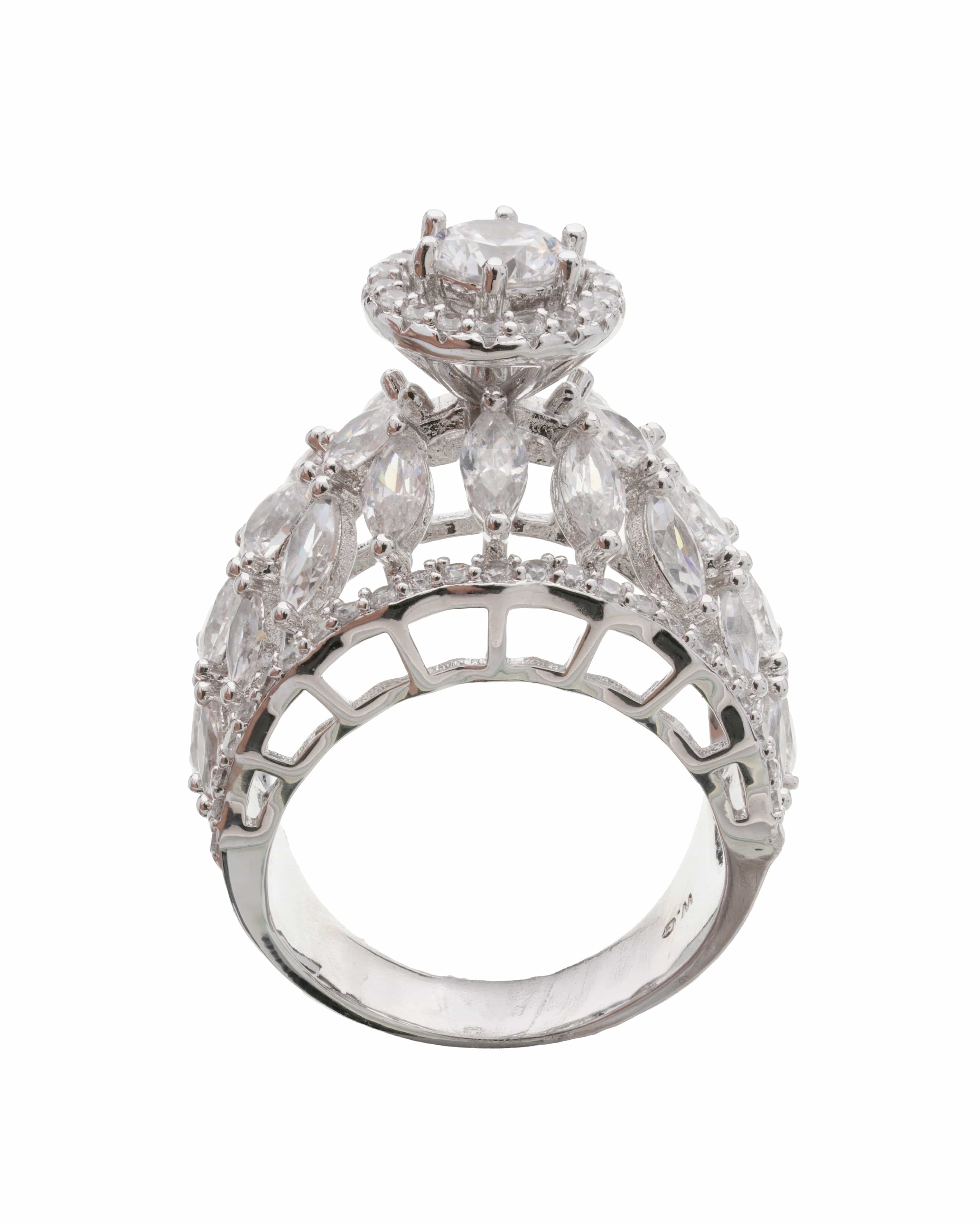 Mataari Rings Blossom Leaf Solitaire CZ Ring