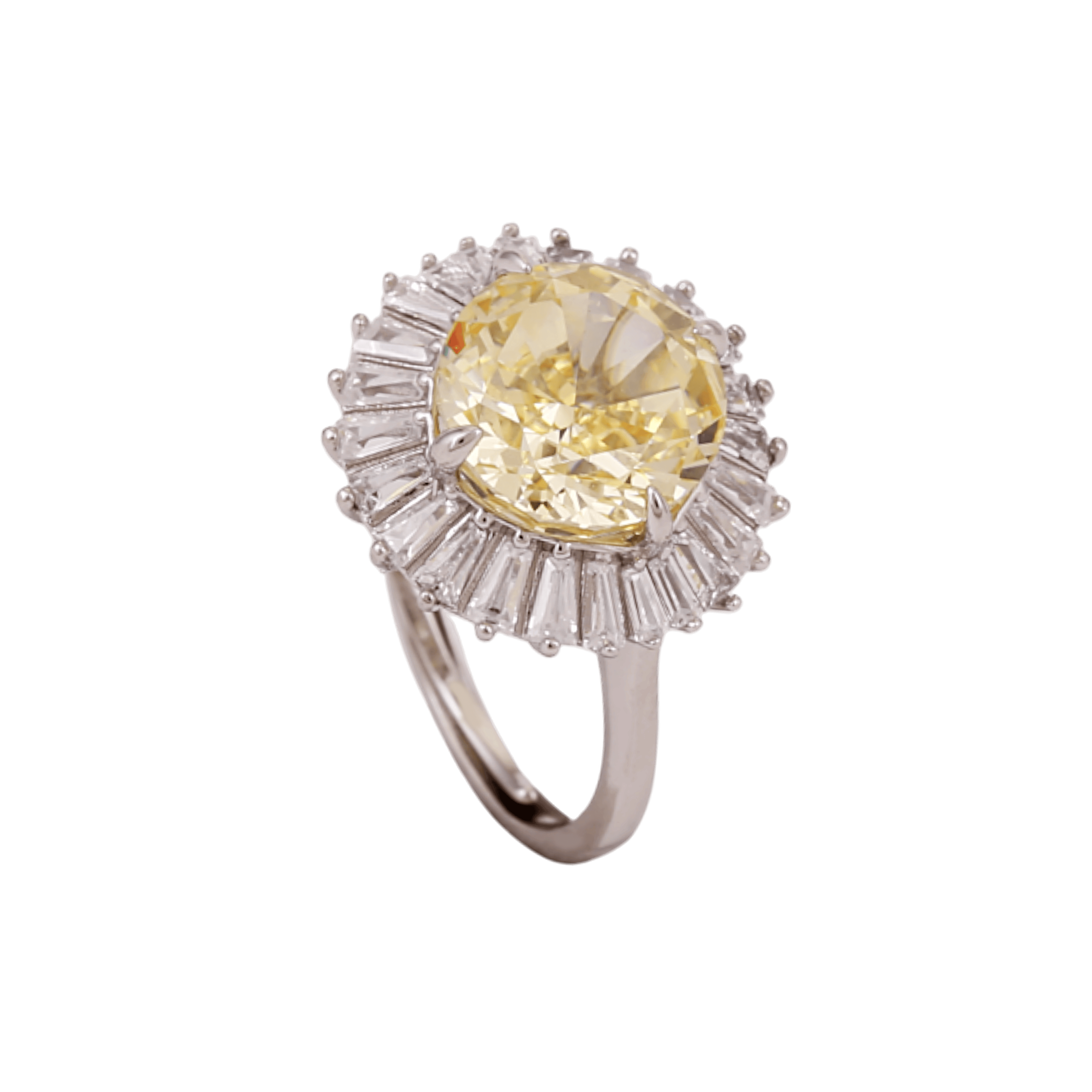 Mataari Rings Emerald Sterling Silver Rose Quartz Baguette Cubic Zirconia Adjustable Ring
