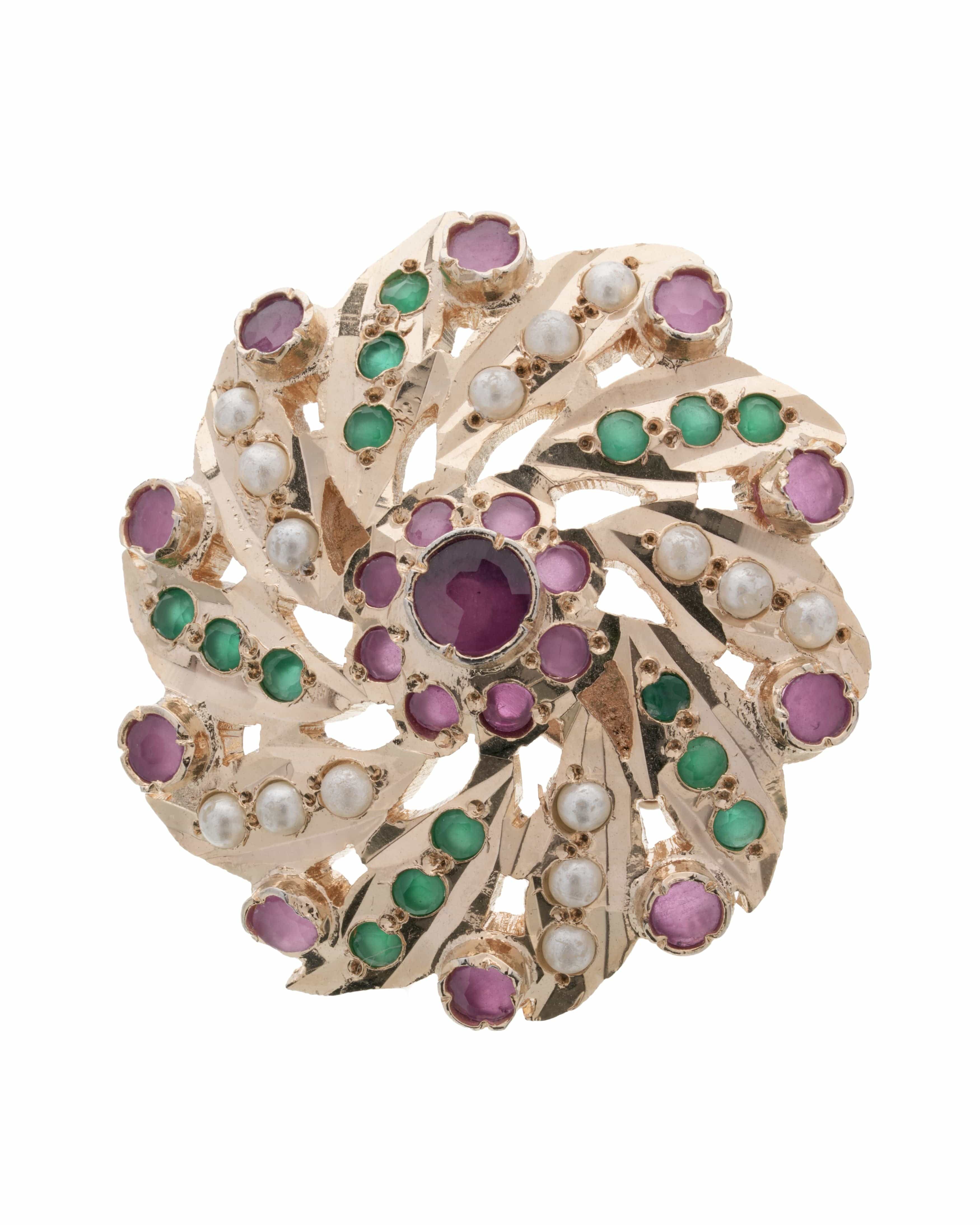 Mataari Rings Floral Royale Multistone Adjustable Statement Ring