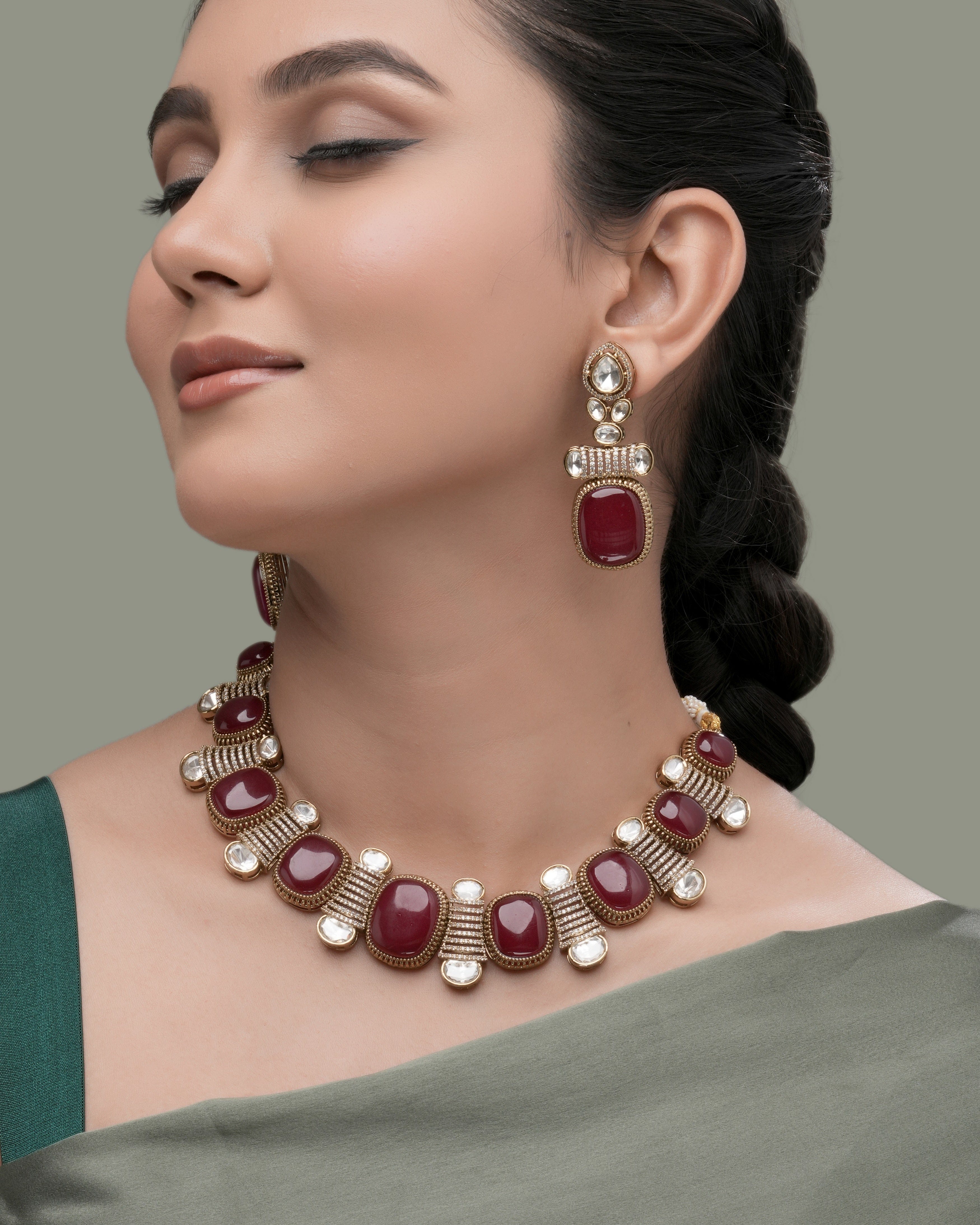 Mataari Snow Queen – White Stone & CZ Statement Choker Necklace