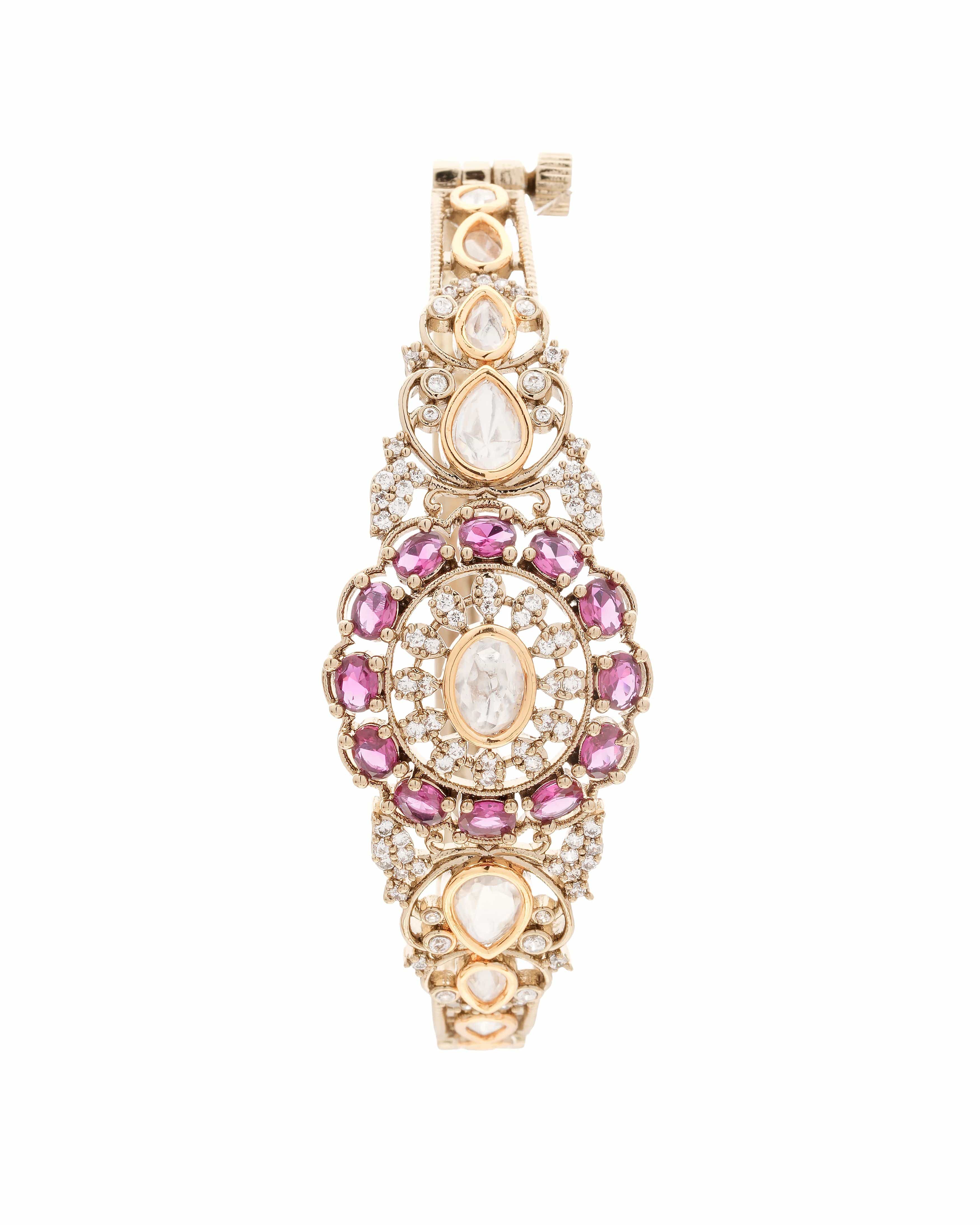 Premium Openable Ruby Radiance CZ Bangles with Moissanite Stones
