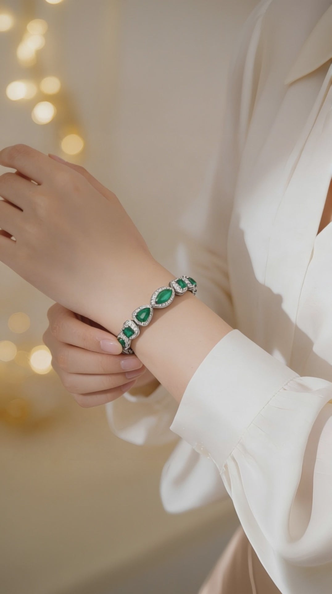 Emerald Cut Silver Plated Cubic Zirconia Statement Bracelet