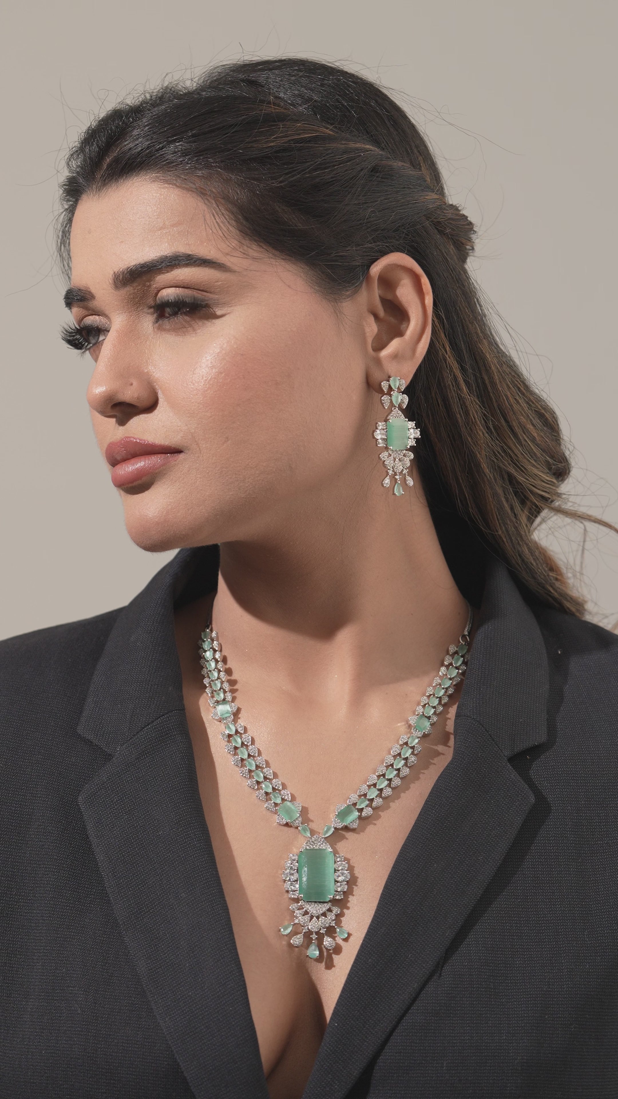 Ruby Radiance Statement Necklace & Earring Set